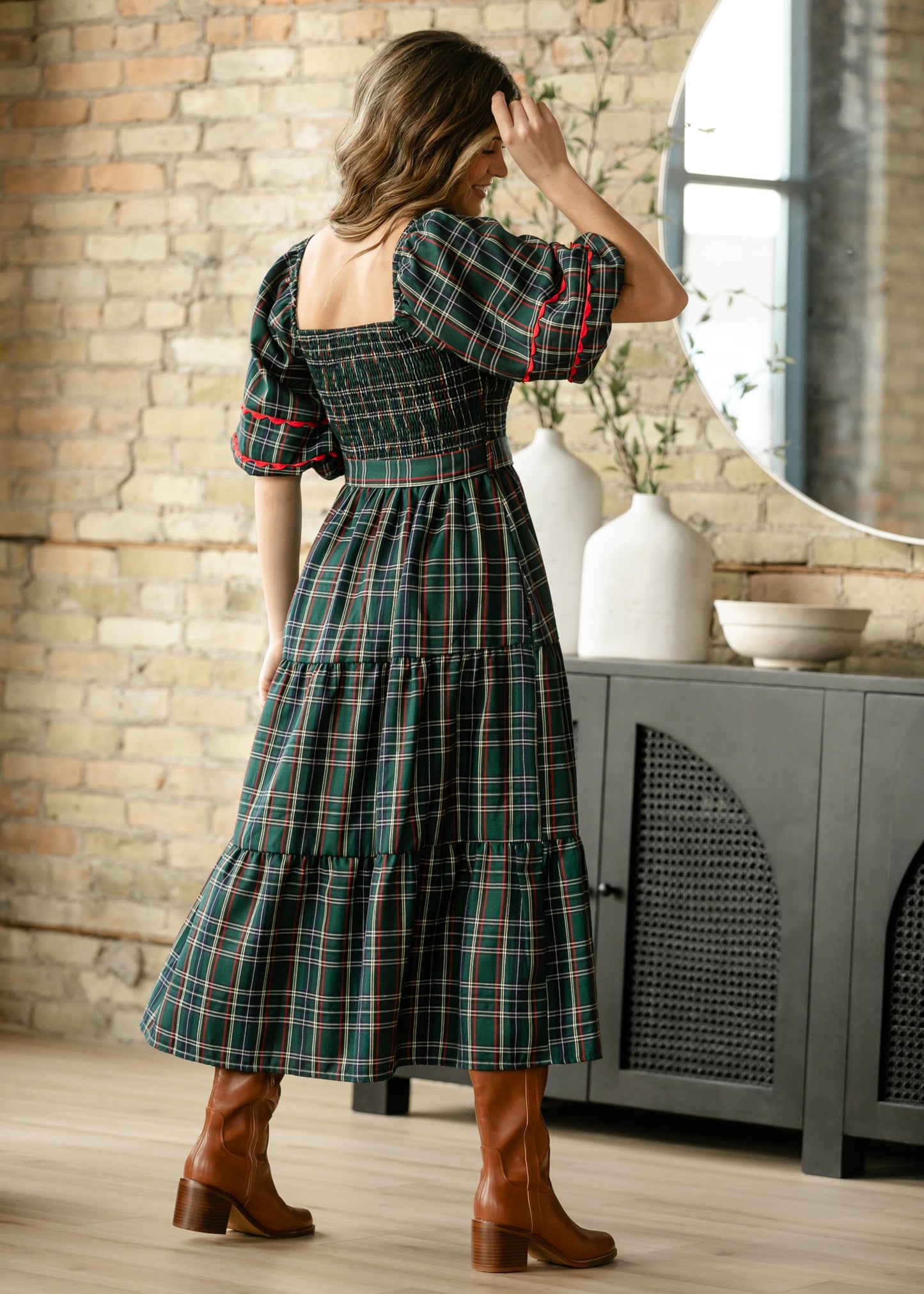 Smocked Puff Half Sleeve Maxi Dress