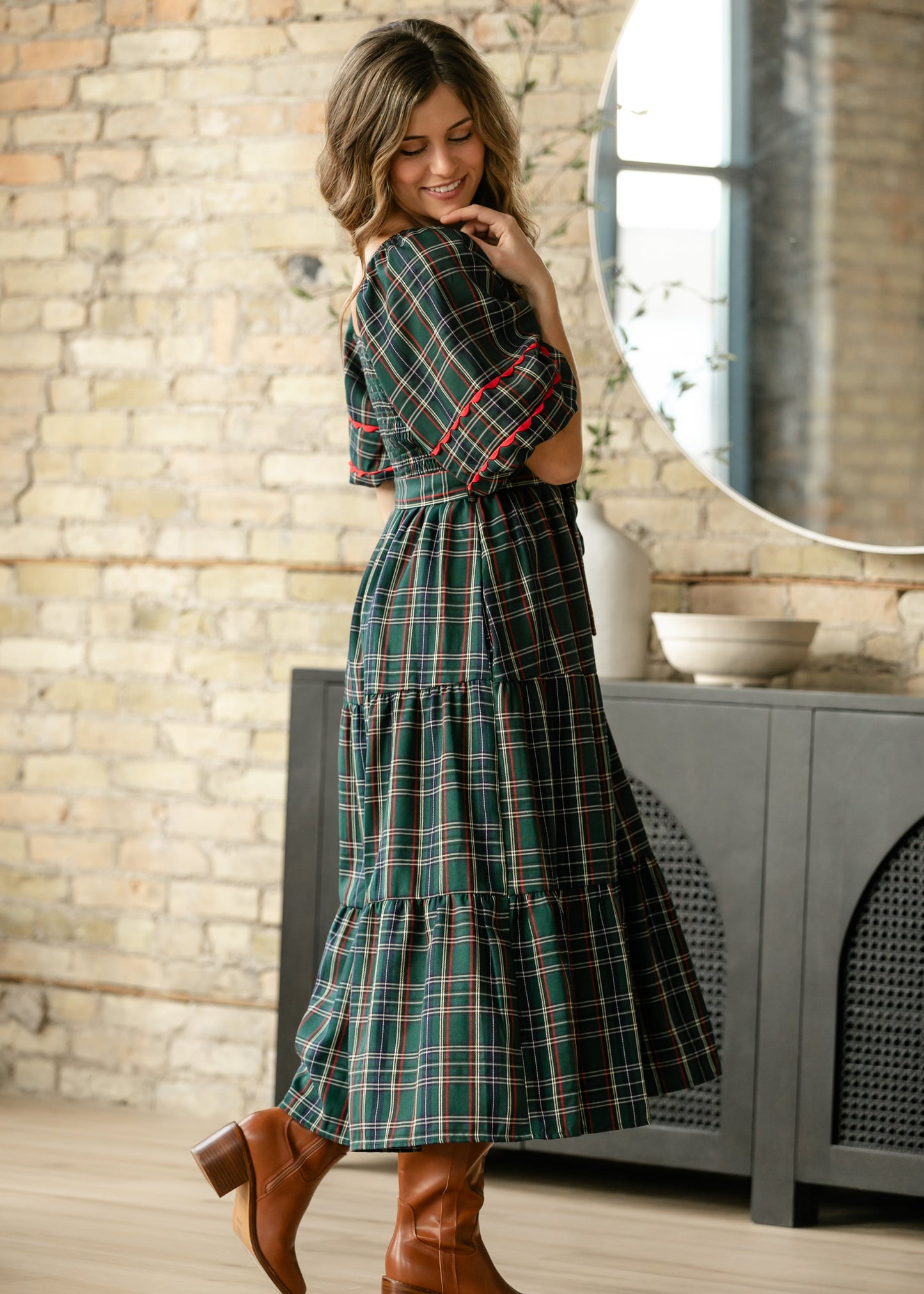 Smocked Puff Half Sleeve Maxi Dress