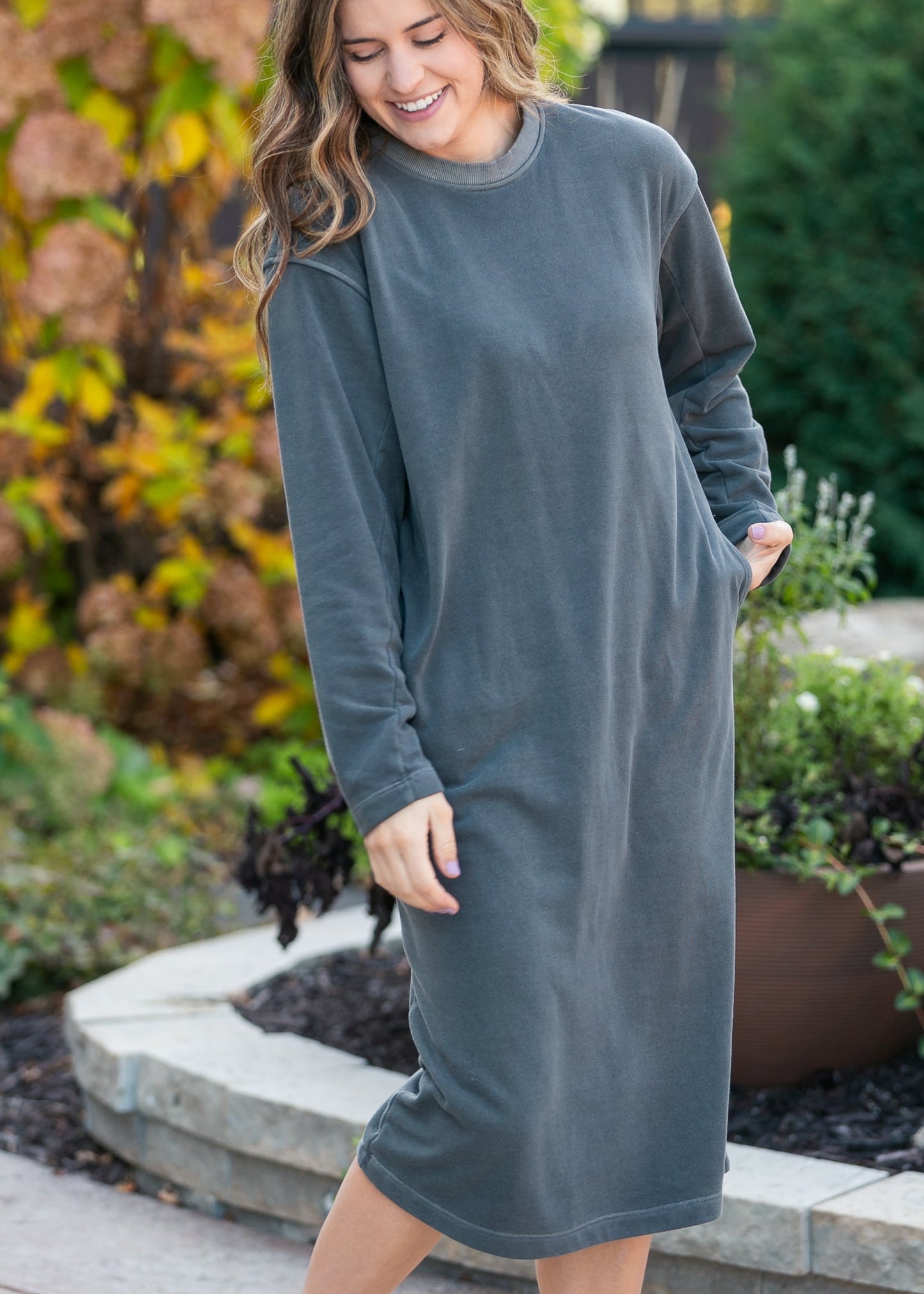 Soft Long Sleeve Sweatshirt Maxi Dress