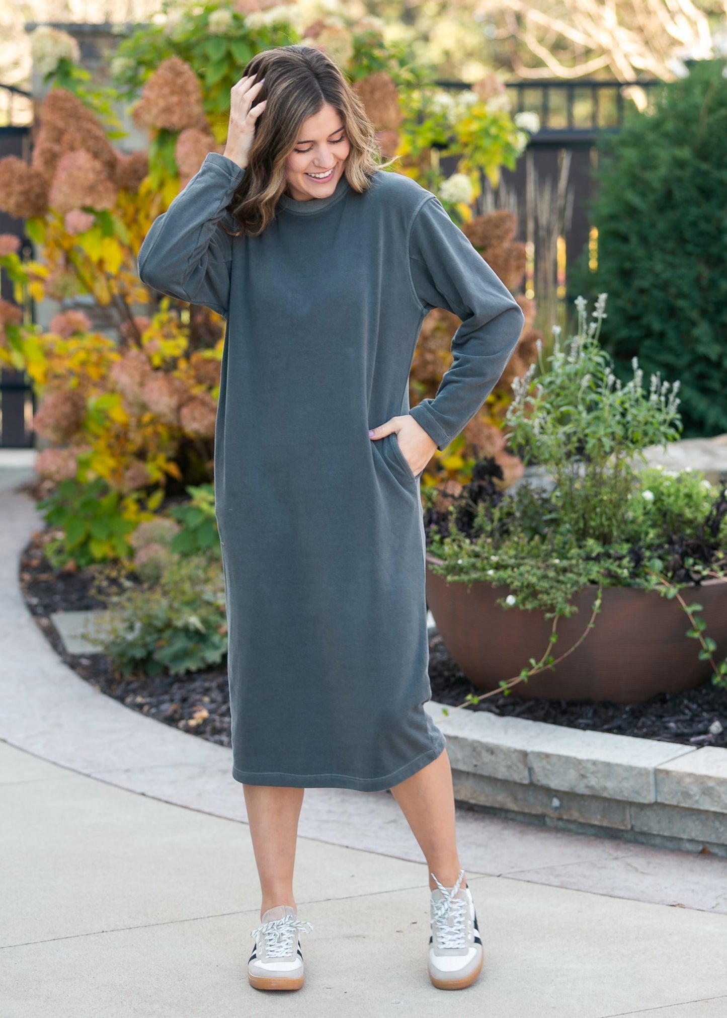 Soft Long Sleeve Sweatshirt Maxi Dress
