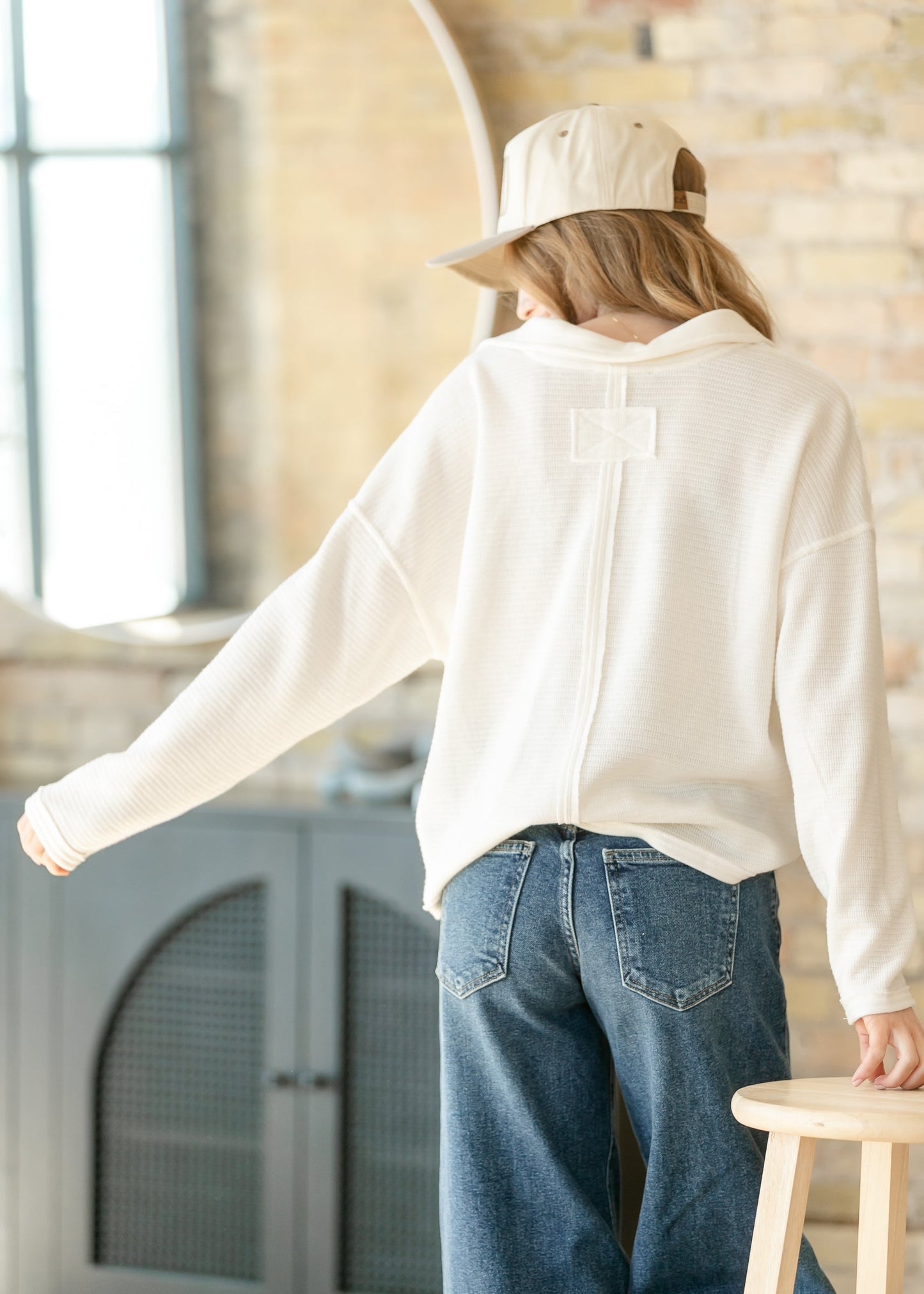 Soft Textured Knit Long Sleeve Polo