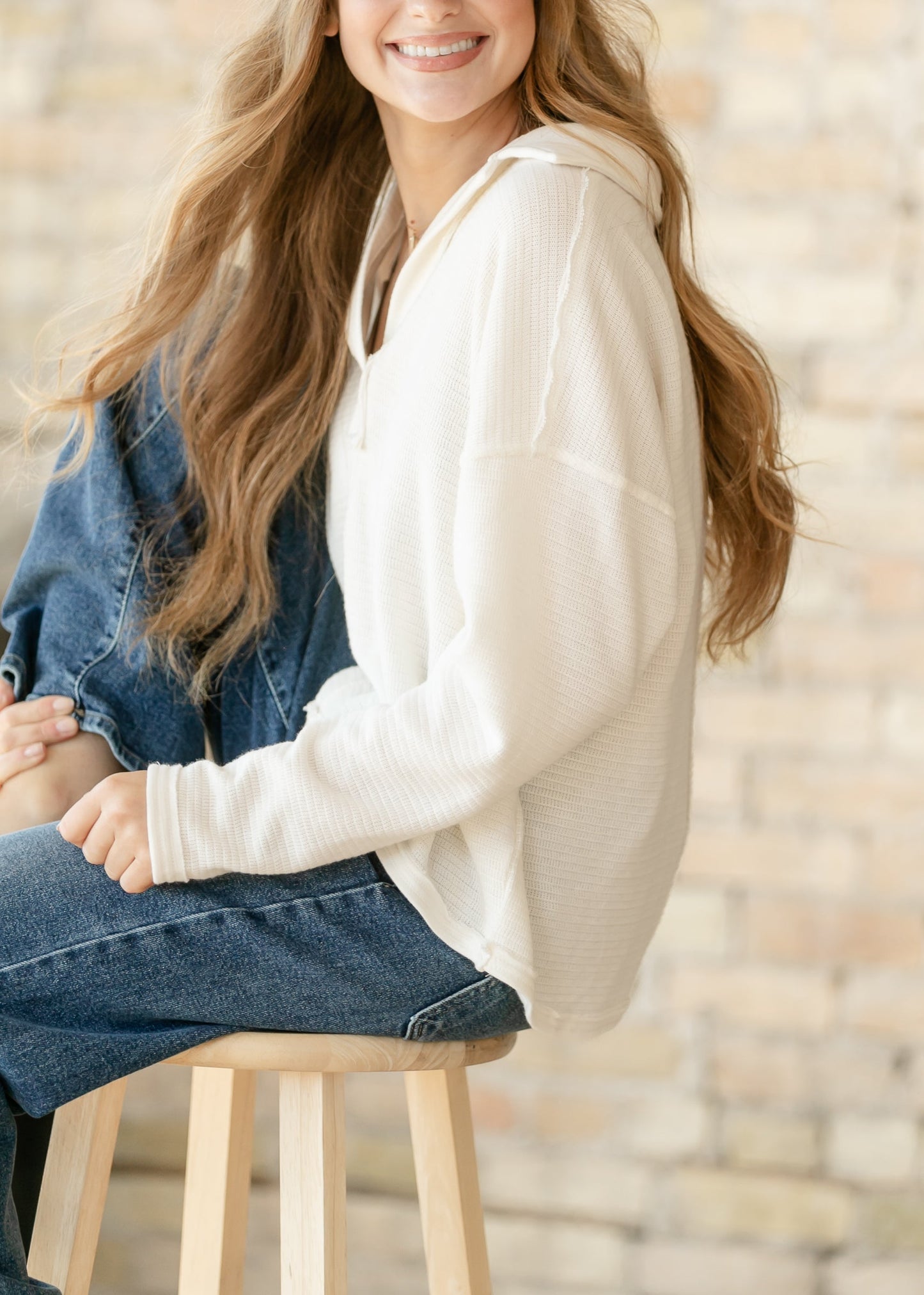Soft Textured Knit Long Sleeve Polo