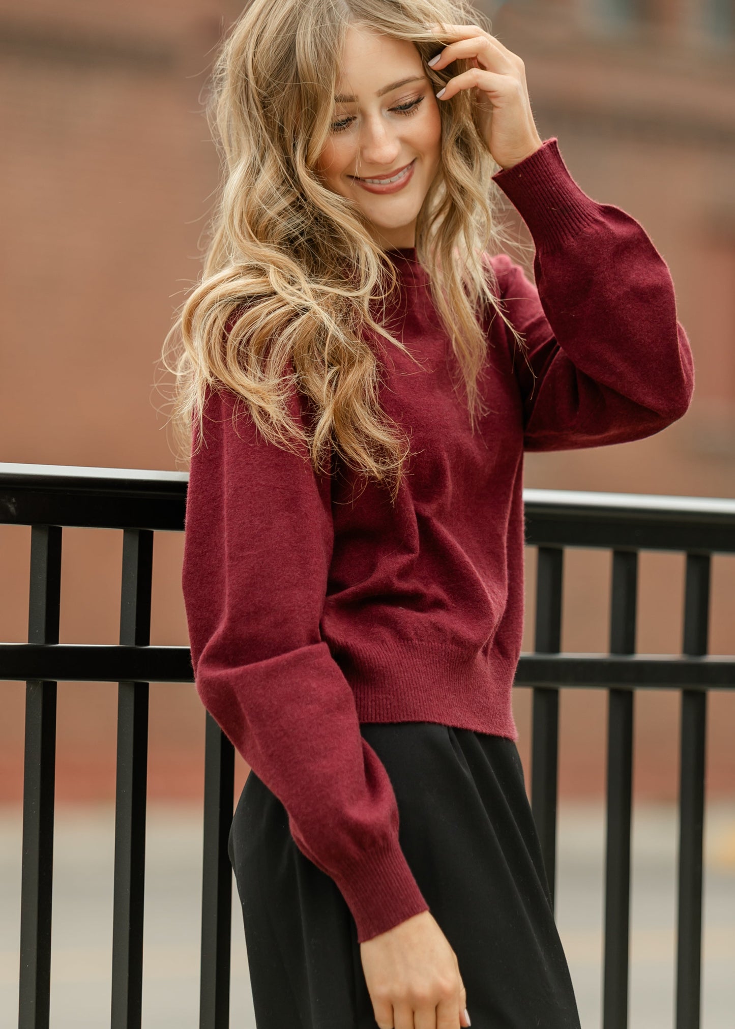 Solid Crew Neck Pullover Sweater