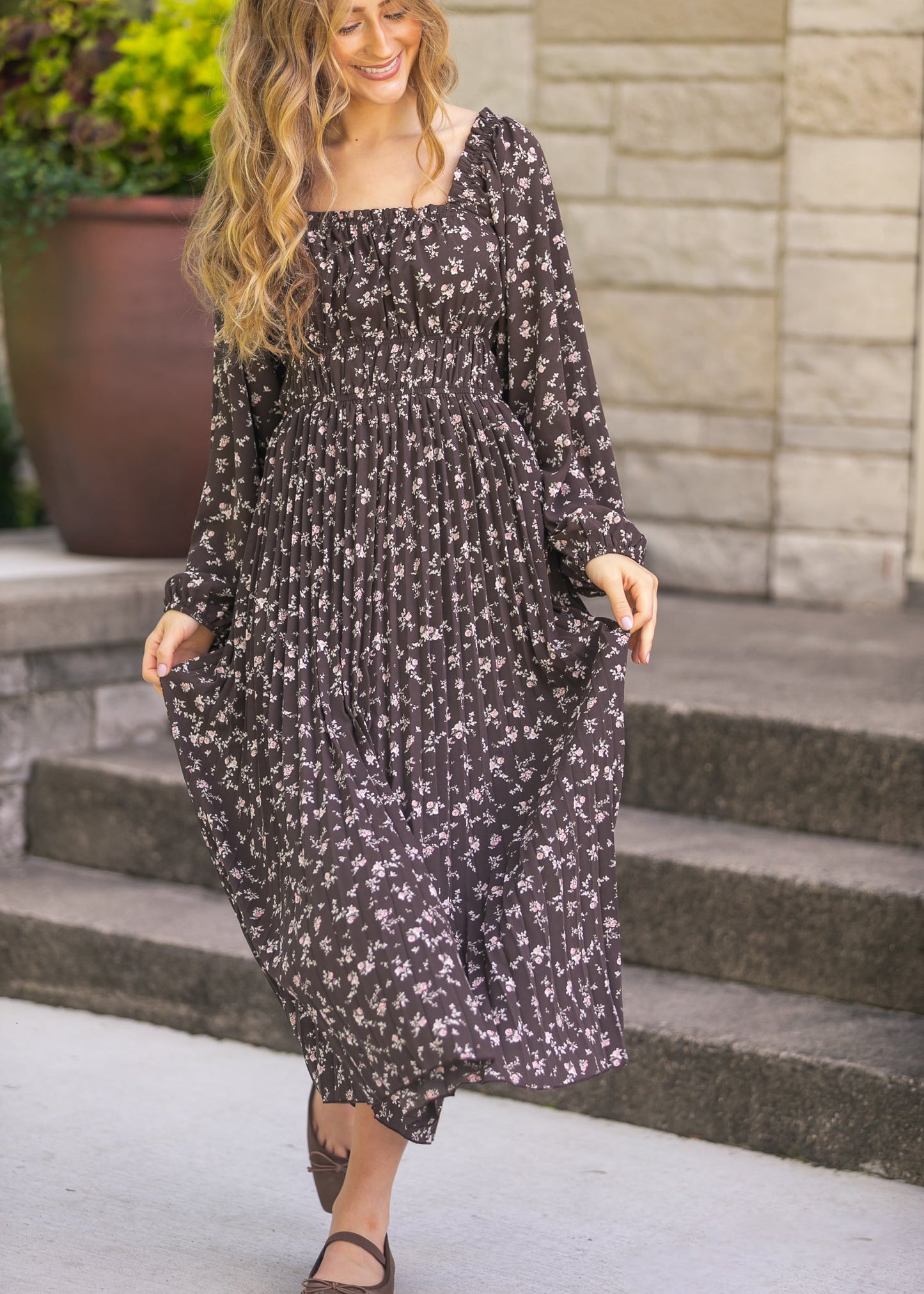 Square Neck Floral Maxi Dress - FINAL SALE