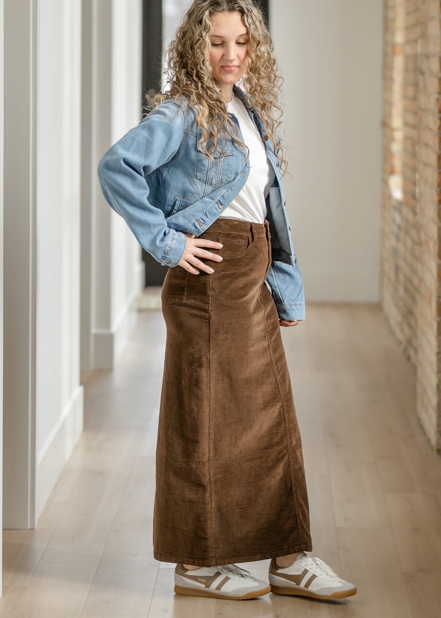 Stella Cafe Noir Corduroy Denim Maxi Skirt - FINAL SALE