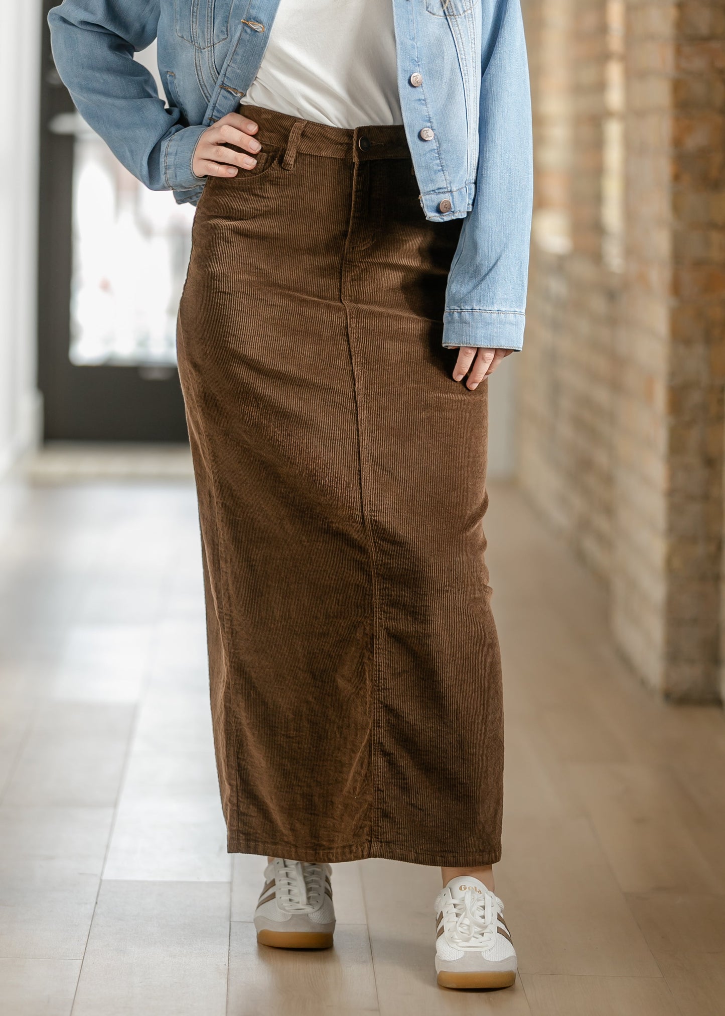 Stella Cafe Noir Corduroy Denim Maxi Skirt - FINAL SALE