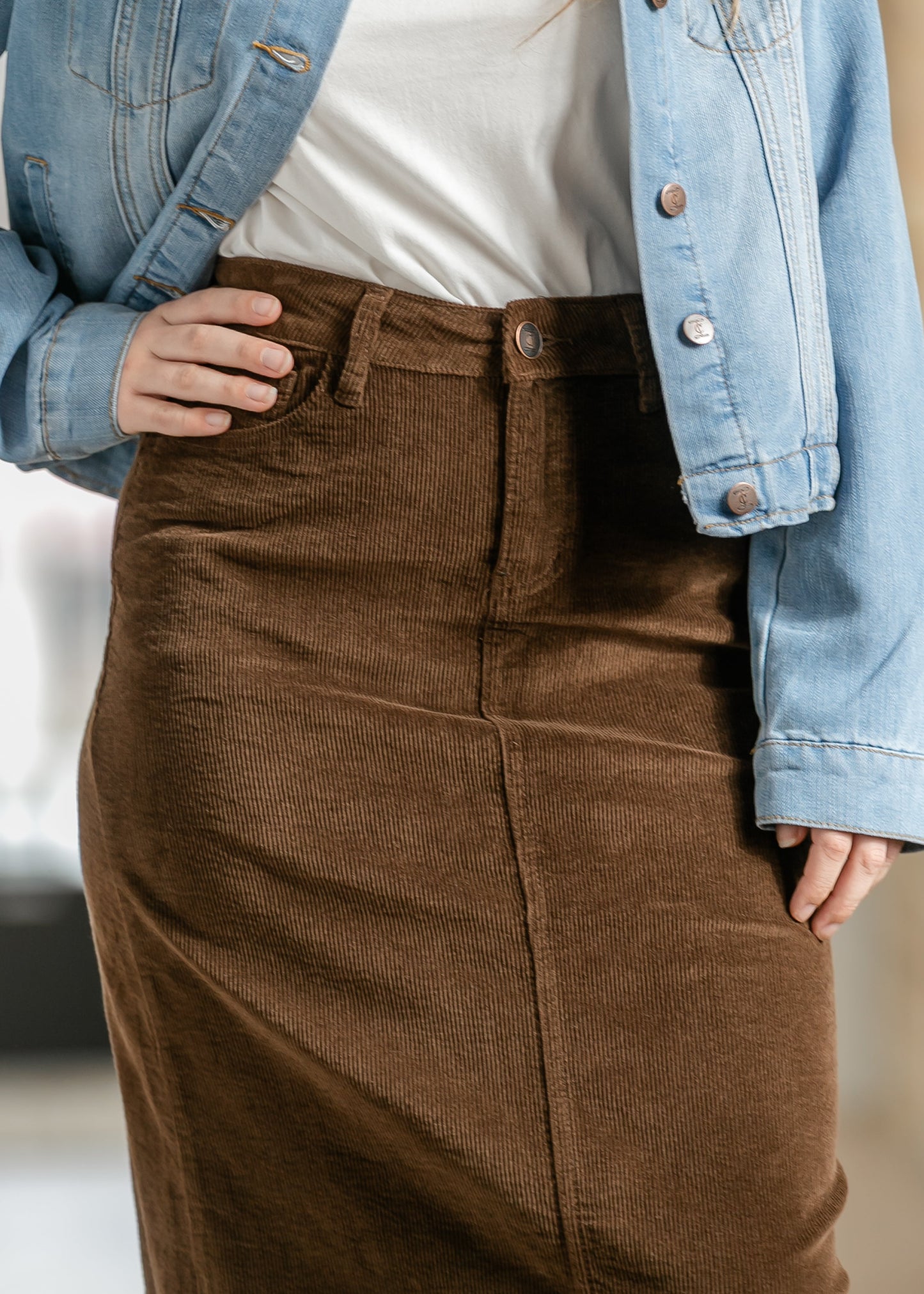 Stella Cafe Noir Corduroy Denim Maxi Skirt - FINAL SALE