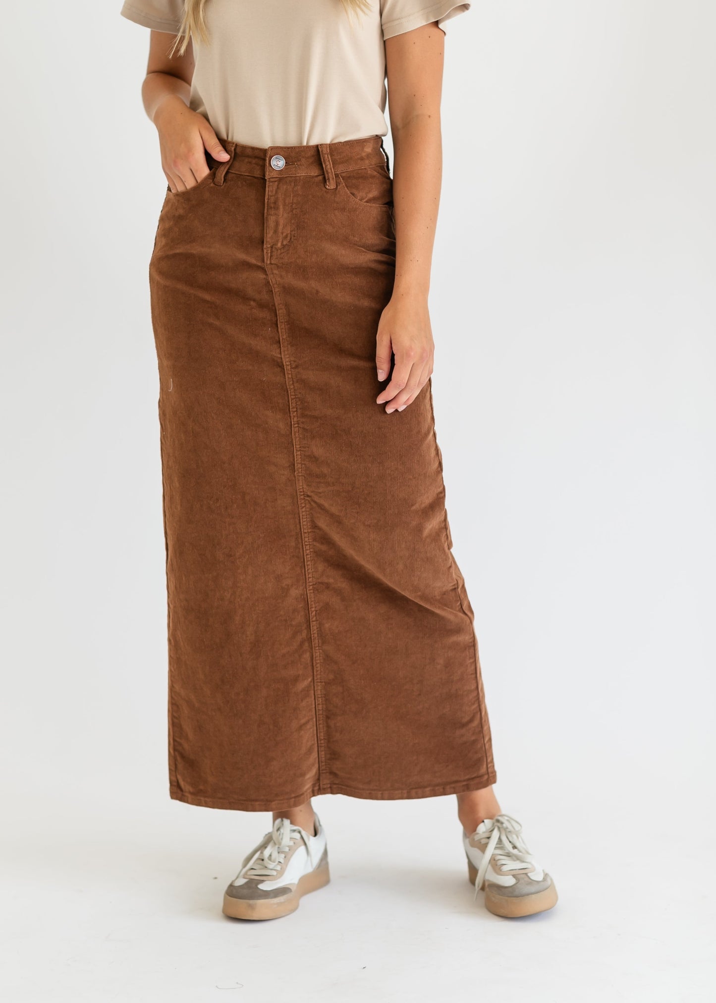 Stella Cafe Noir Corduroy Denim Maxi Skirt - FINAL SALE