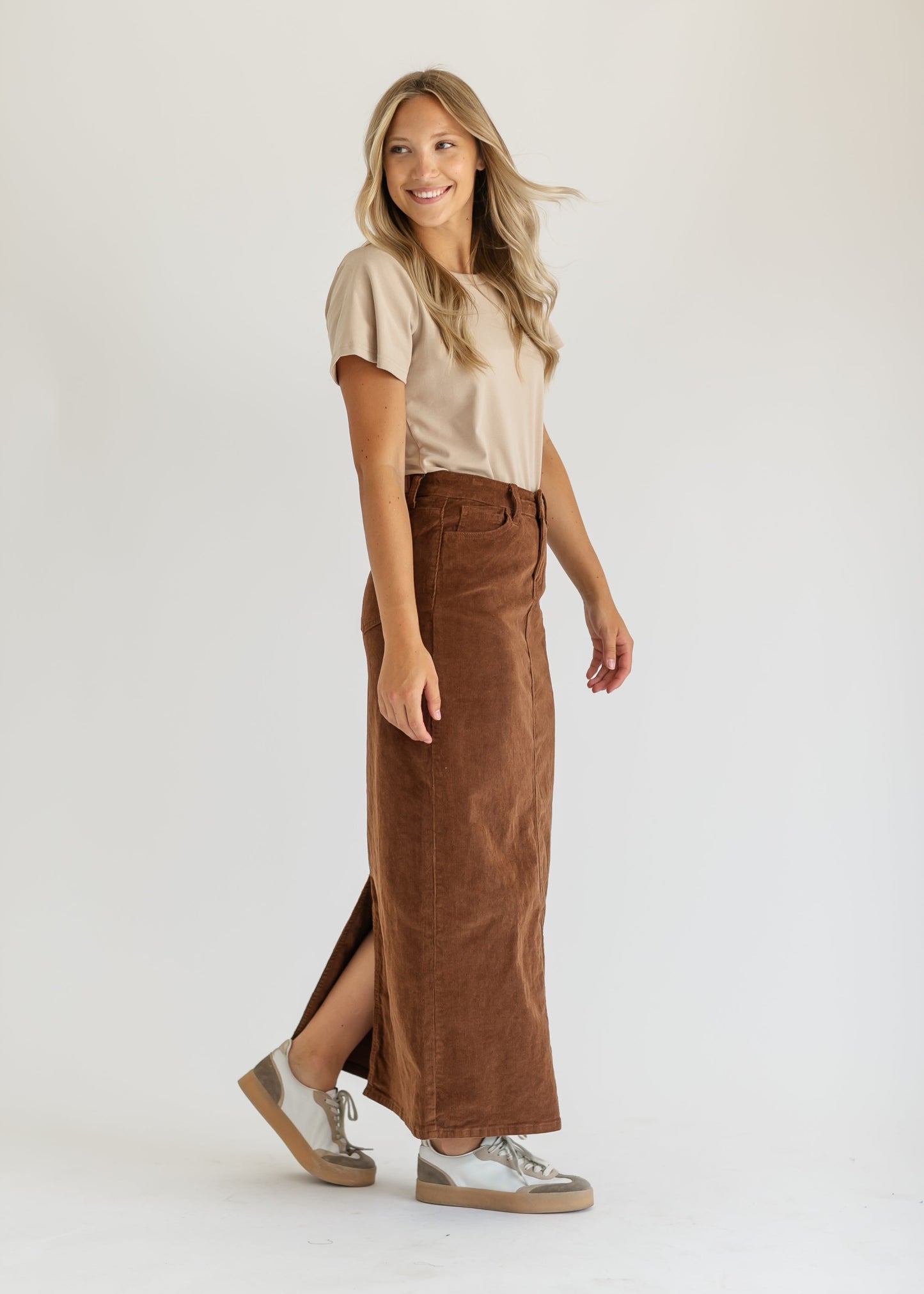 Stella Cafe Noir Corduroy Denim Maxi Skirt - FINAL SALE