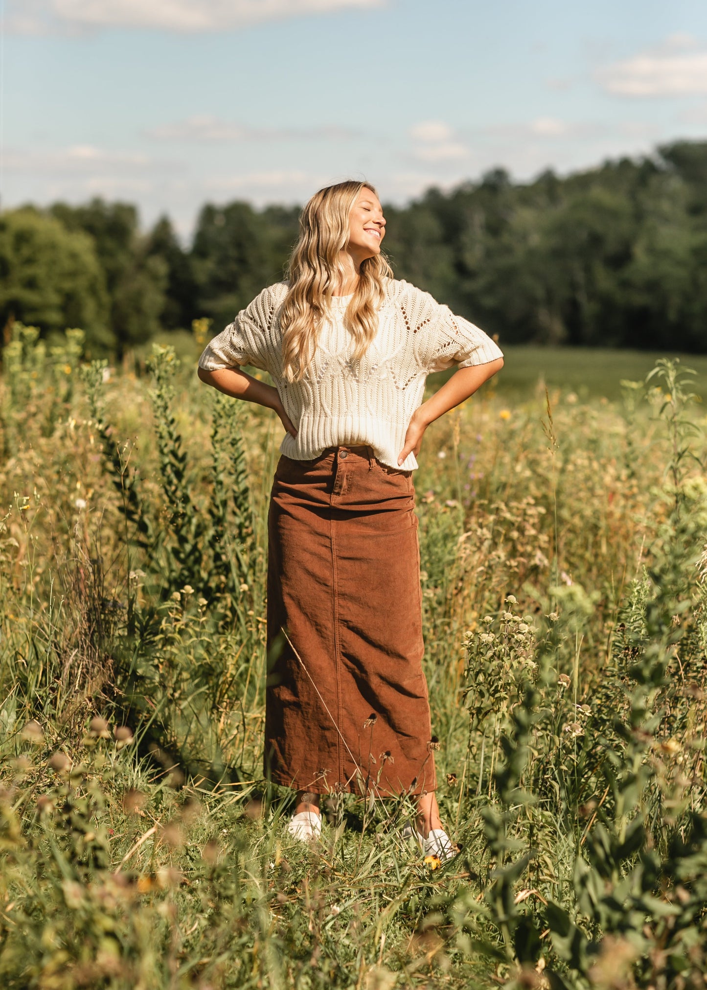 Stella Cafe Noir Corduroy Denim Maxi Skirt - FINAL SALE