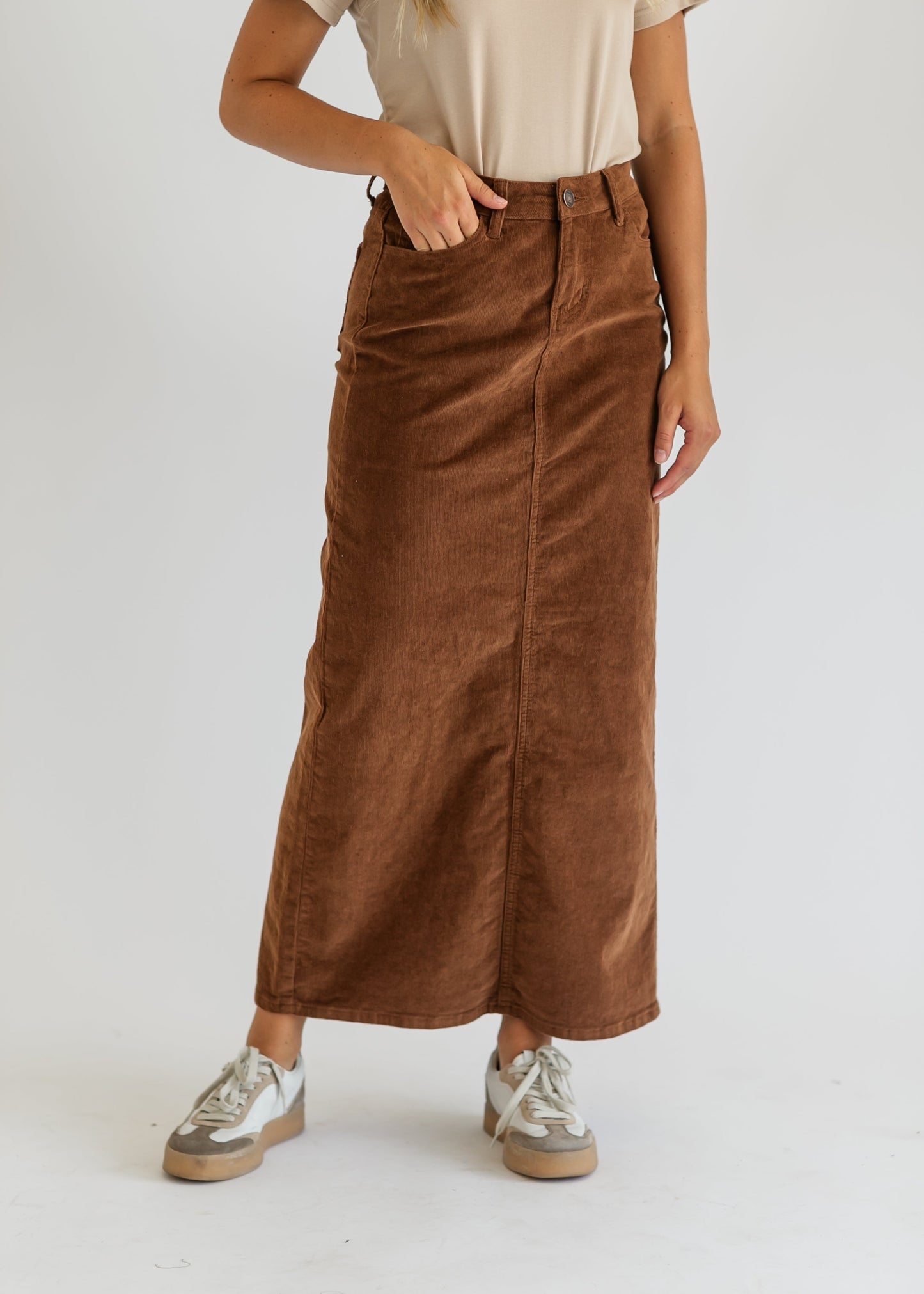 Stella Cafe Noir Corduroy Denim Maxi Skirt - FINAL SALE