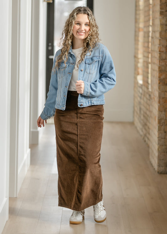 Stella Cafe Noir Corduroy Denim Maxi Skirt - FINAL SALE