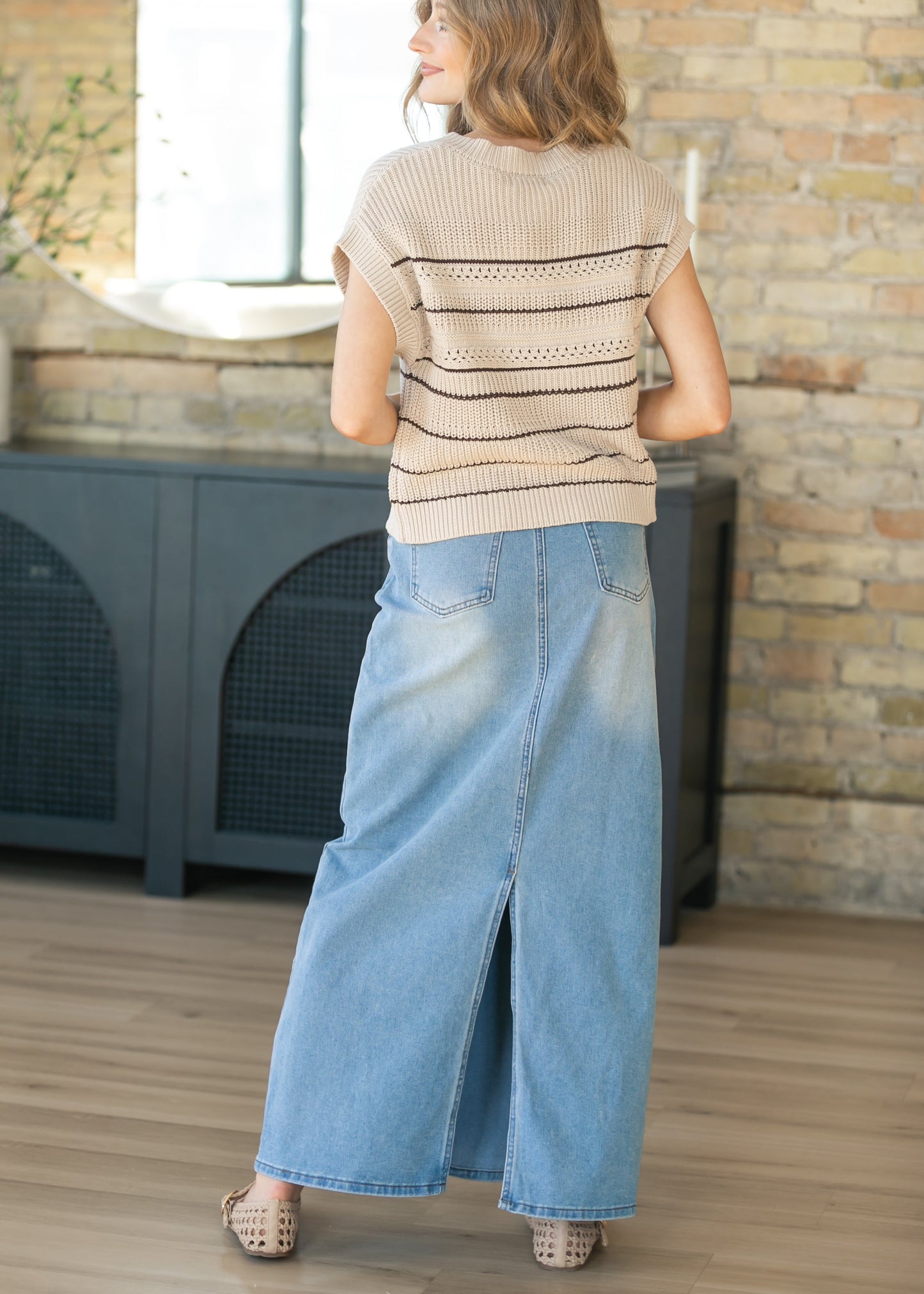 Stella Light Wash Maxi Denim Skirt