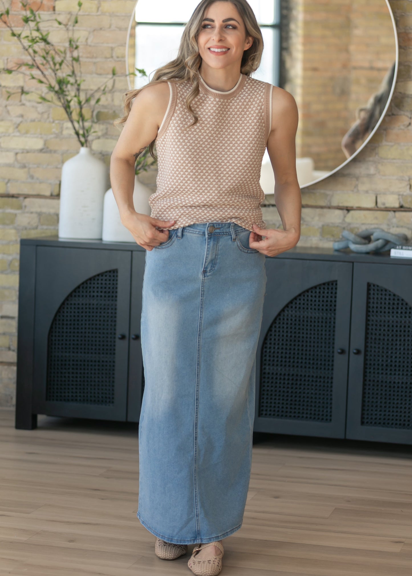 Stella Light Wash Maxi Denim Skirt