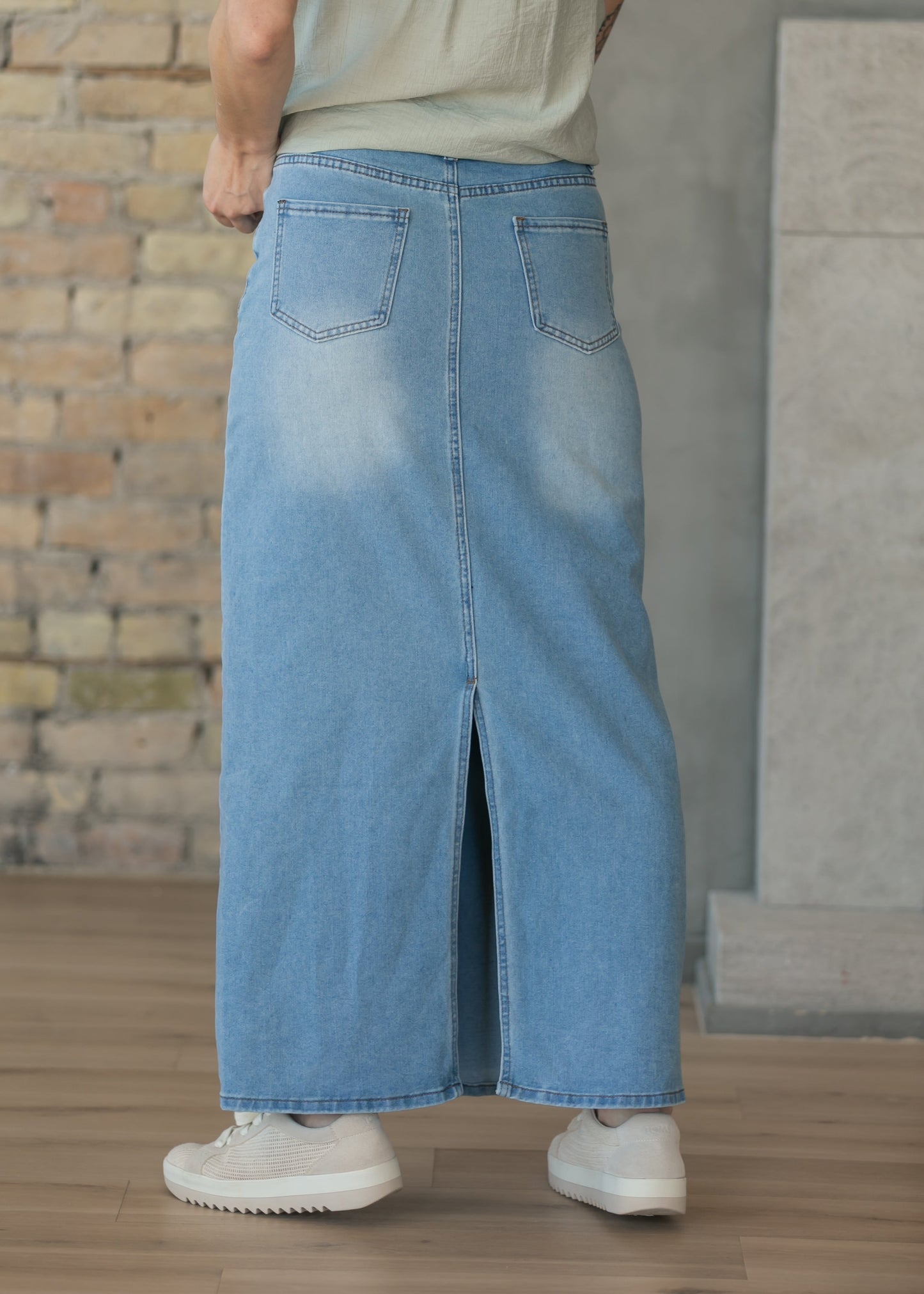 Stella Light Wash Maxi Denim Skirt