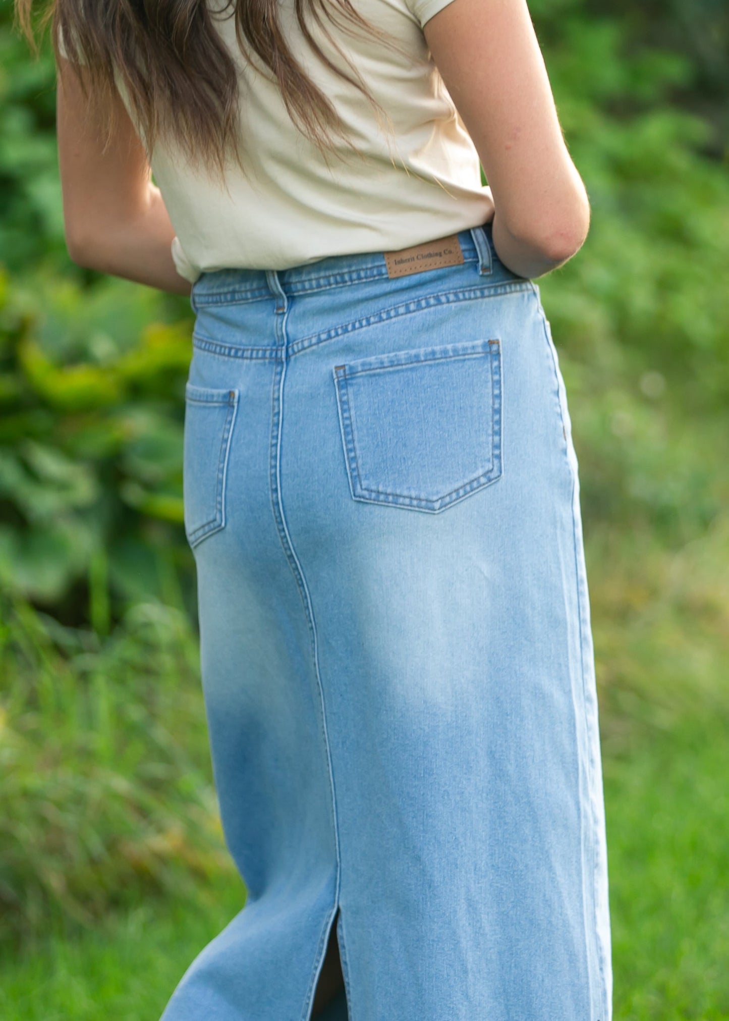 Stella Light Wash Maxi Denim Skirt