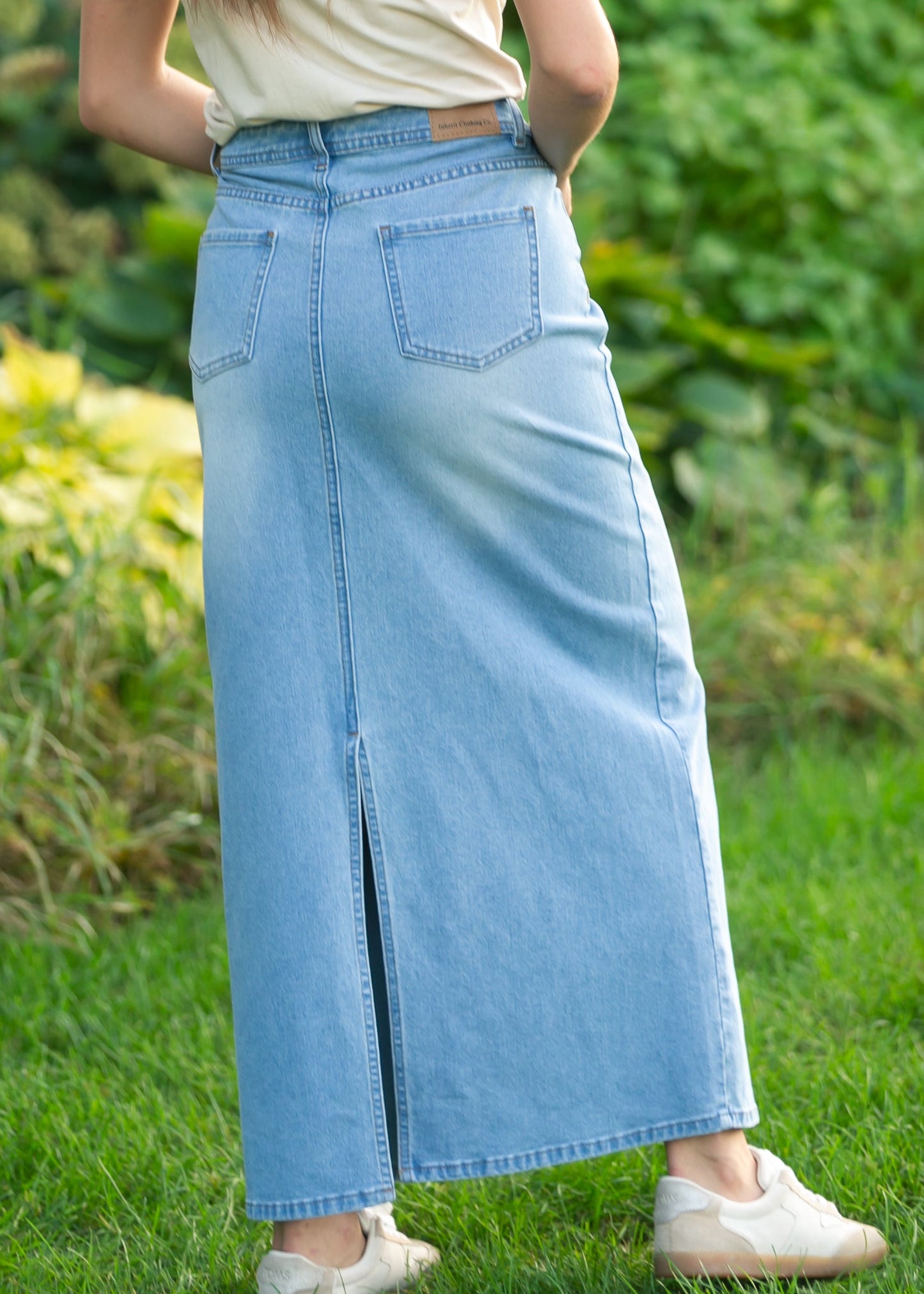Stella Light Wash Maxi Denim Skirt
