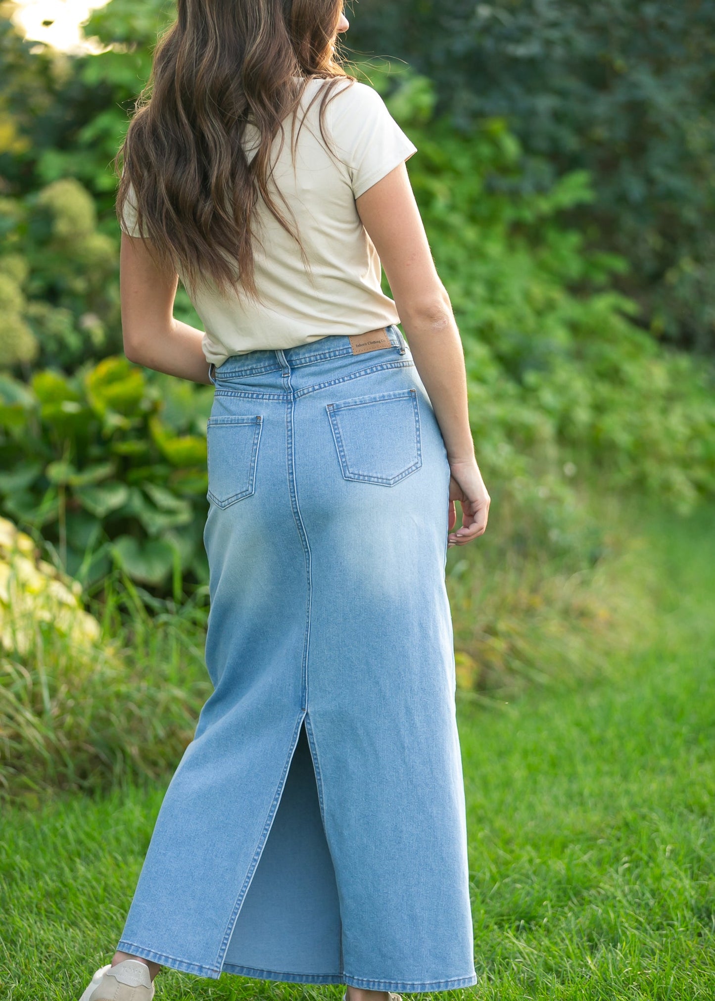 Stella Light Wash Maxi Denim Skirt