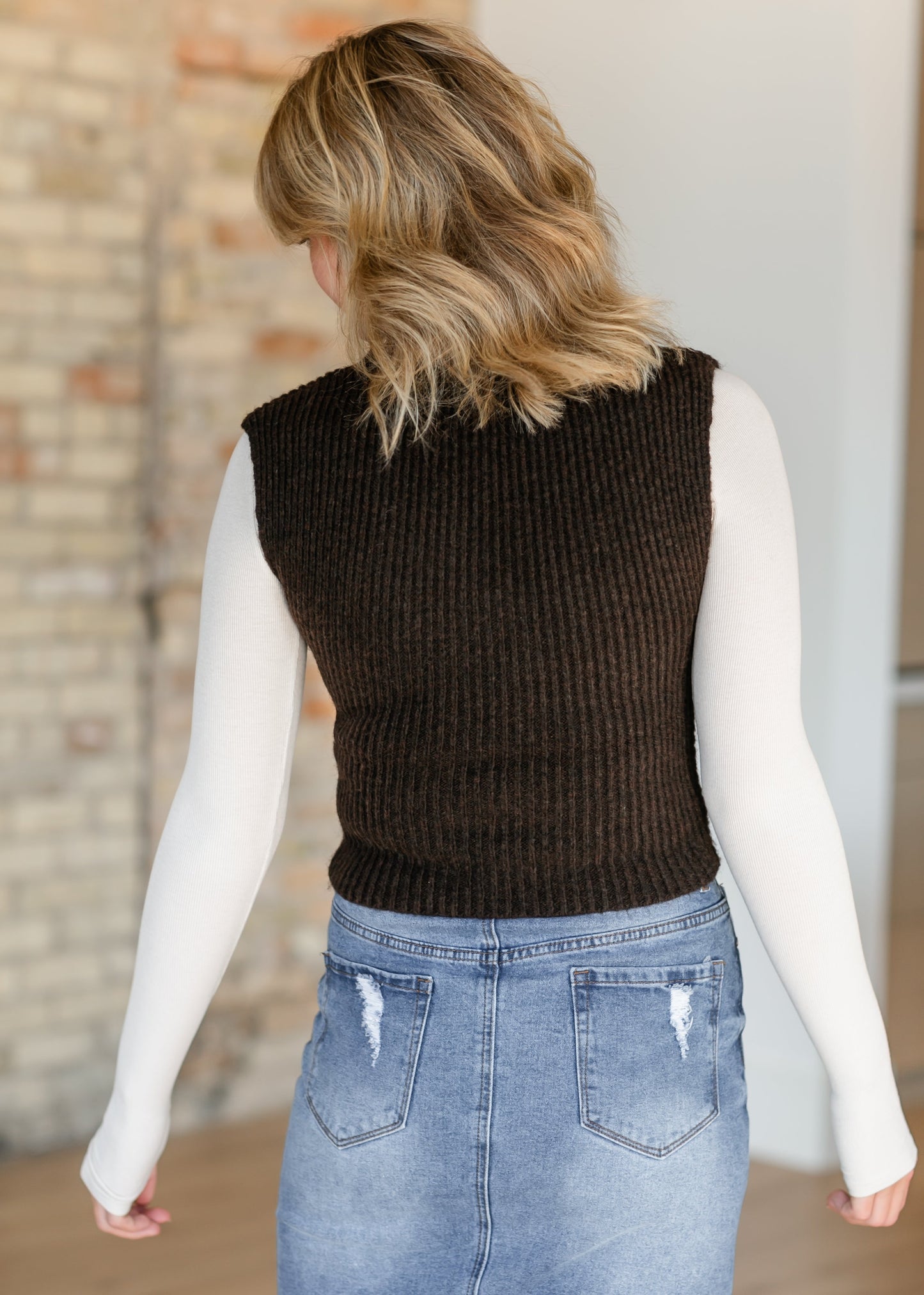 Steve Madden® Jaylin Sleeveless Brown Sweater - FINAL SALE