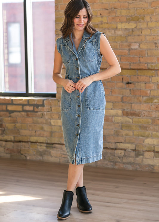Steve Madden® Julieta Sleeveless Denim Midi Dress