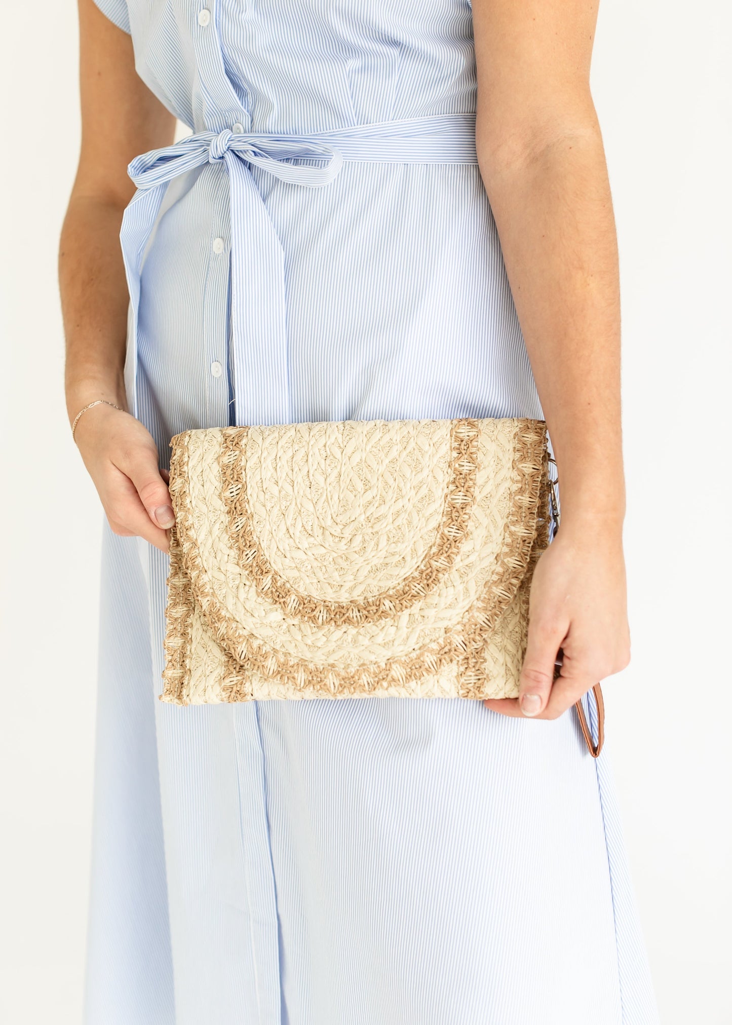 Straw Stitched Natural Clutch Bag - FINAL SALE