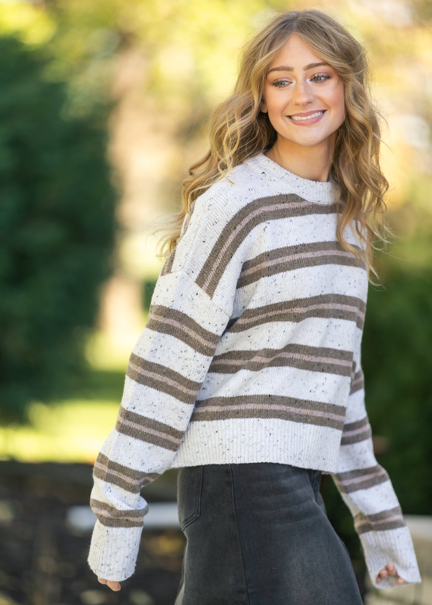 Stripe Crewneck Knit Sweater