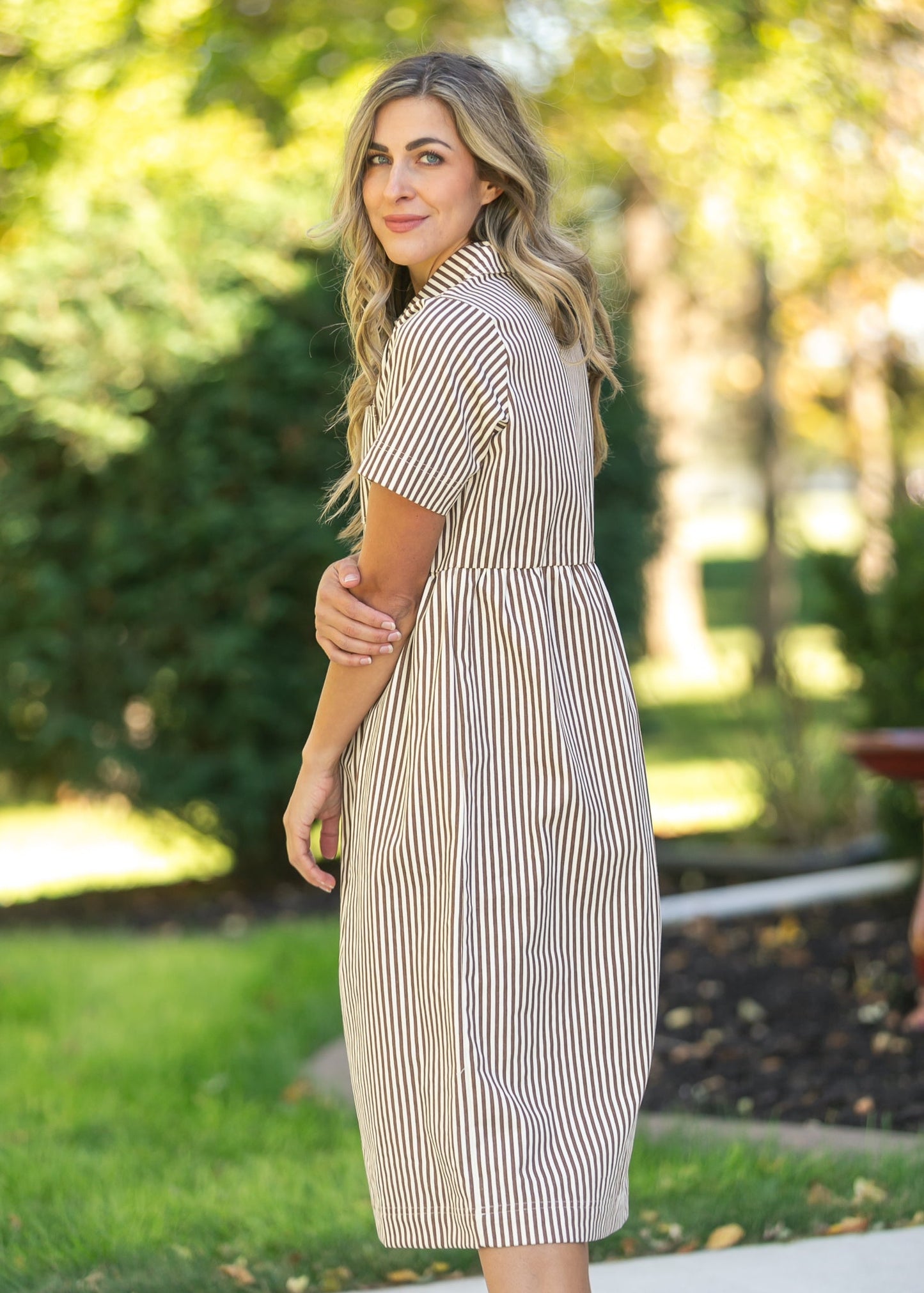 Stripe Half Zip Midi Dress - FINAL SALE