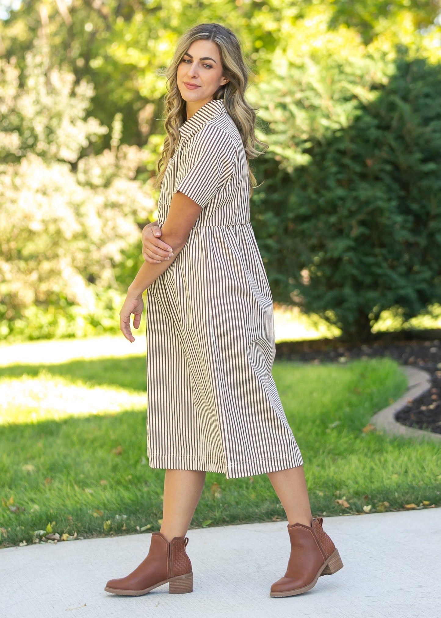 Stripe Half Zip Midi Dress - FINAL SALE