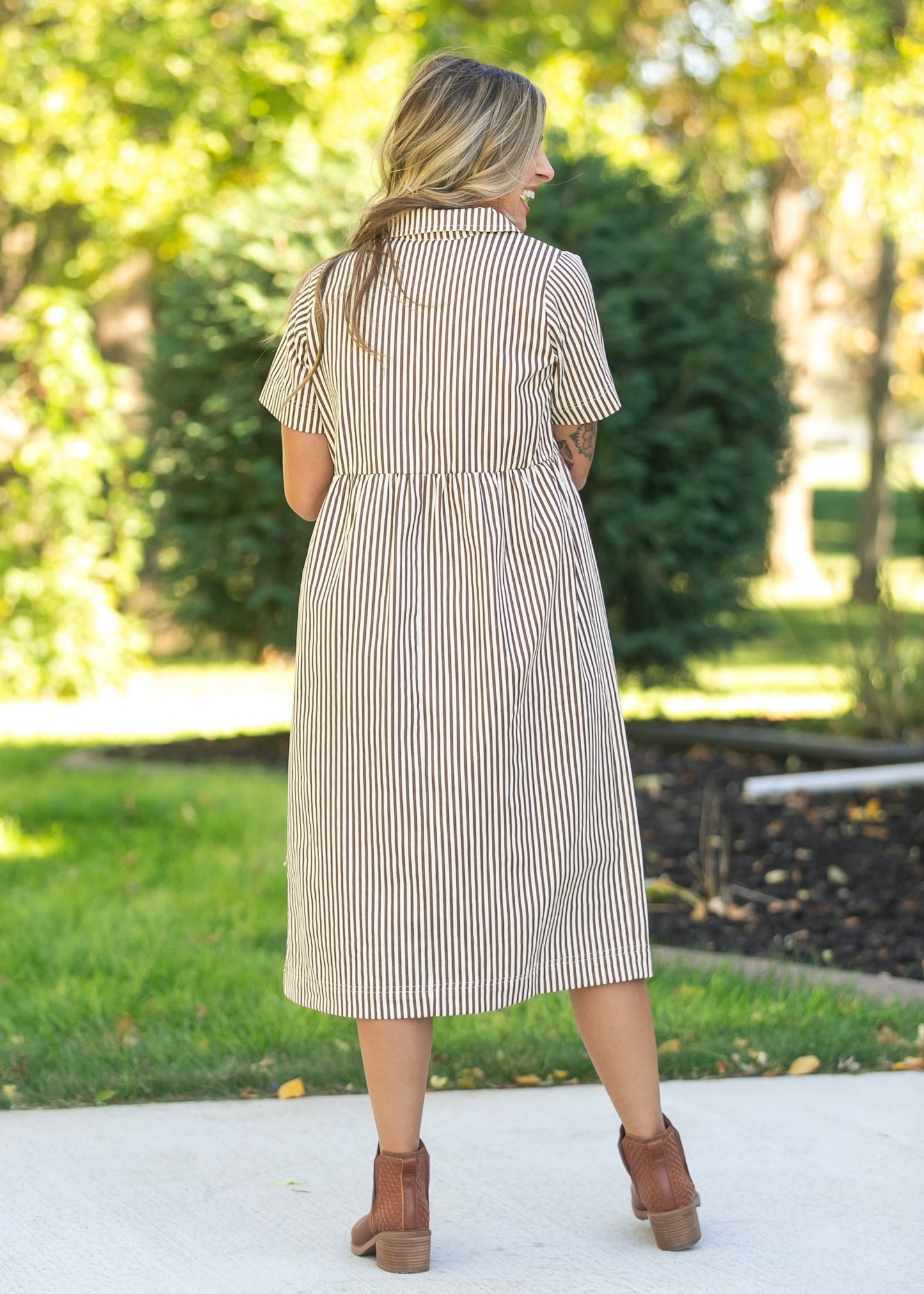 Stripe Half Zip Midi Dress - FINAL SALE