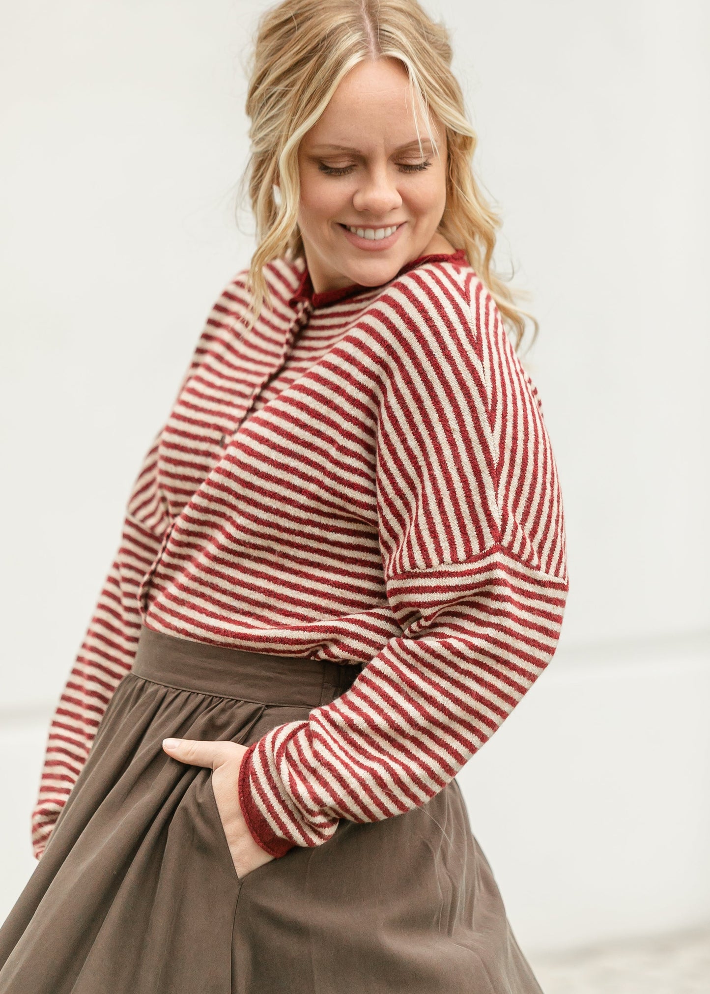 Stripe Knit Drop Shoulder Cardigan
