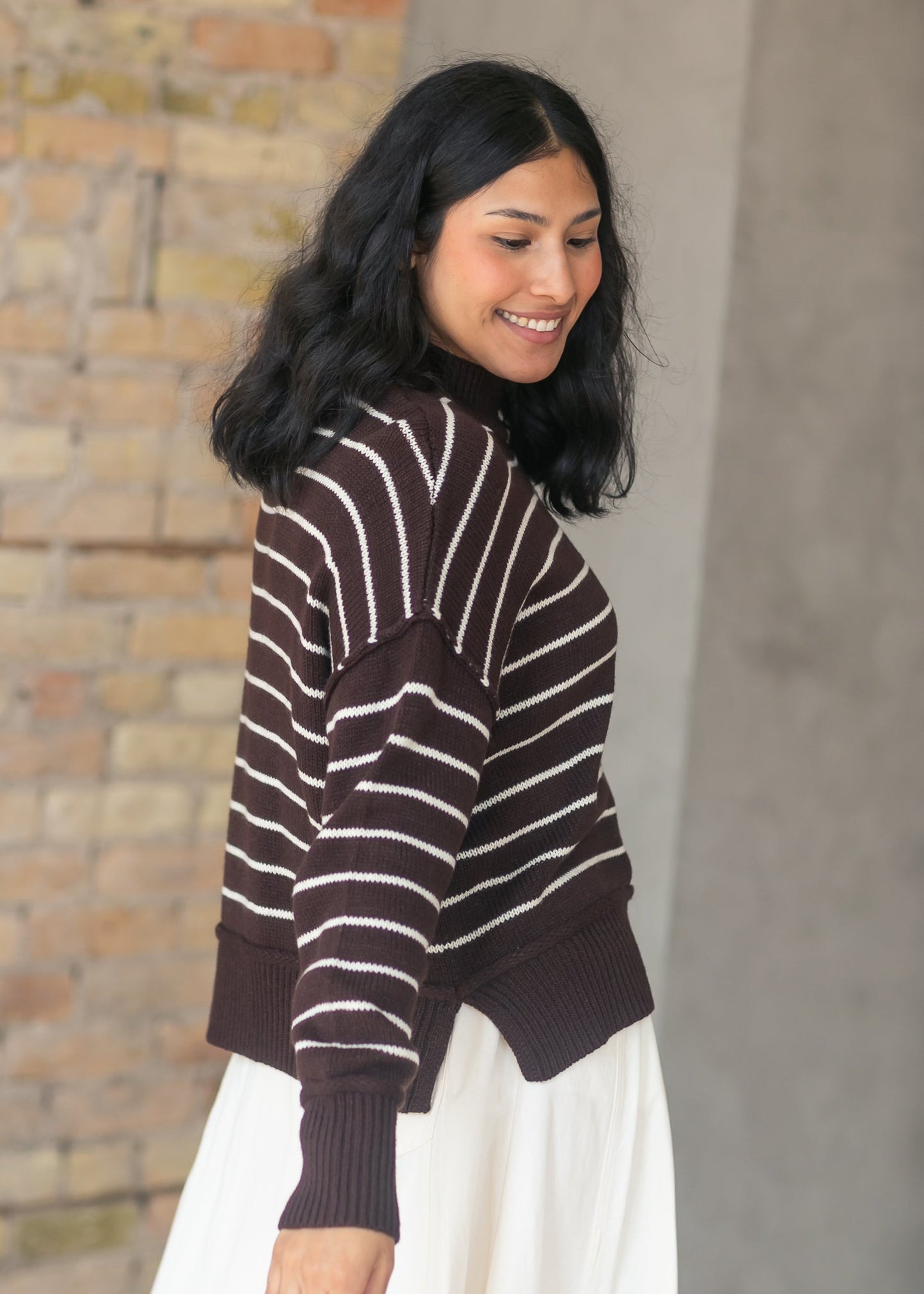 Stripe Mock Neck Pullover Sweater - FINAL SALE