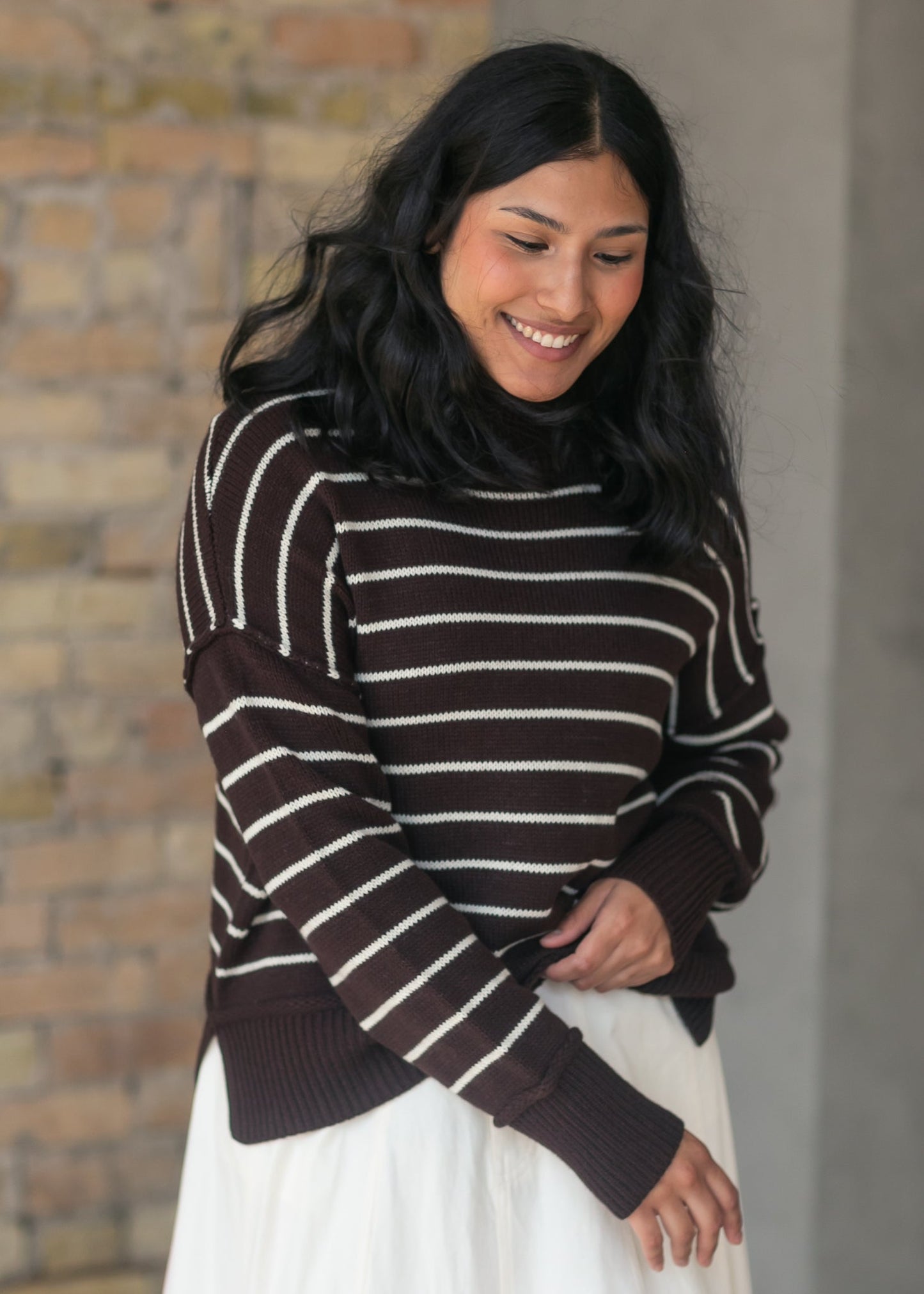 Stripe Mock Neck Pullover Sweater - FINAL SALE