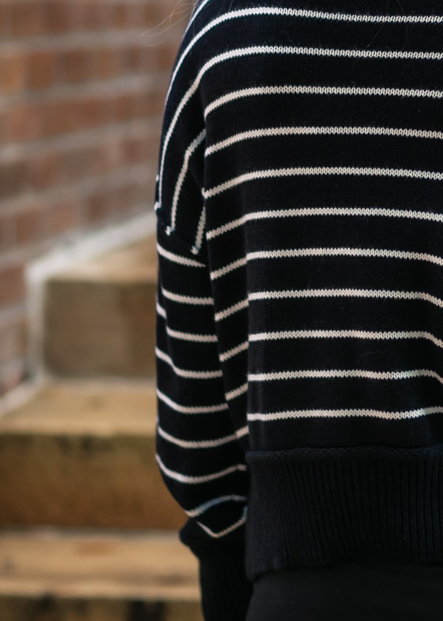 Stripe Mock Neck Pullover Sweater - FINAL SALE