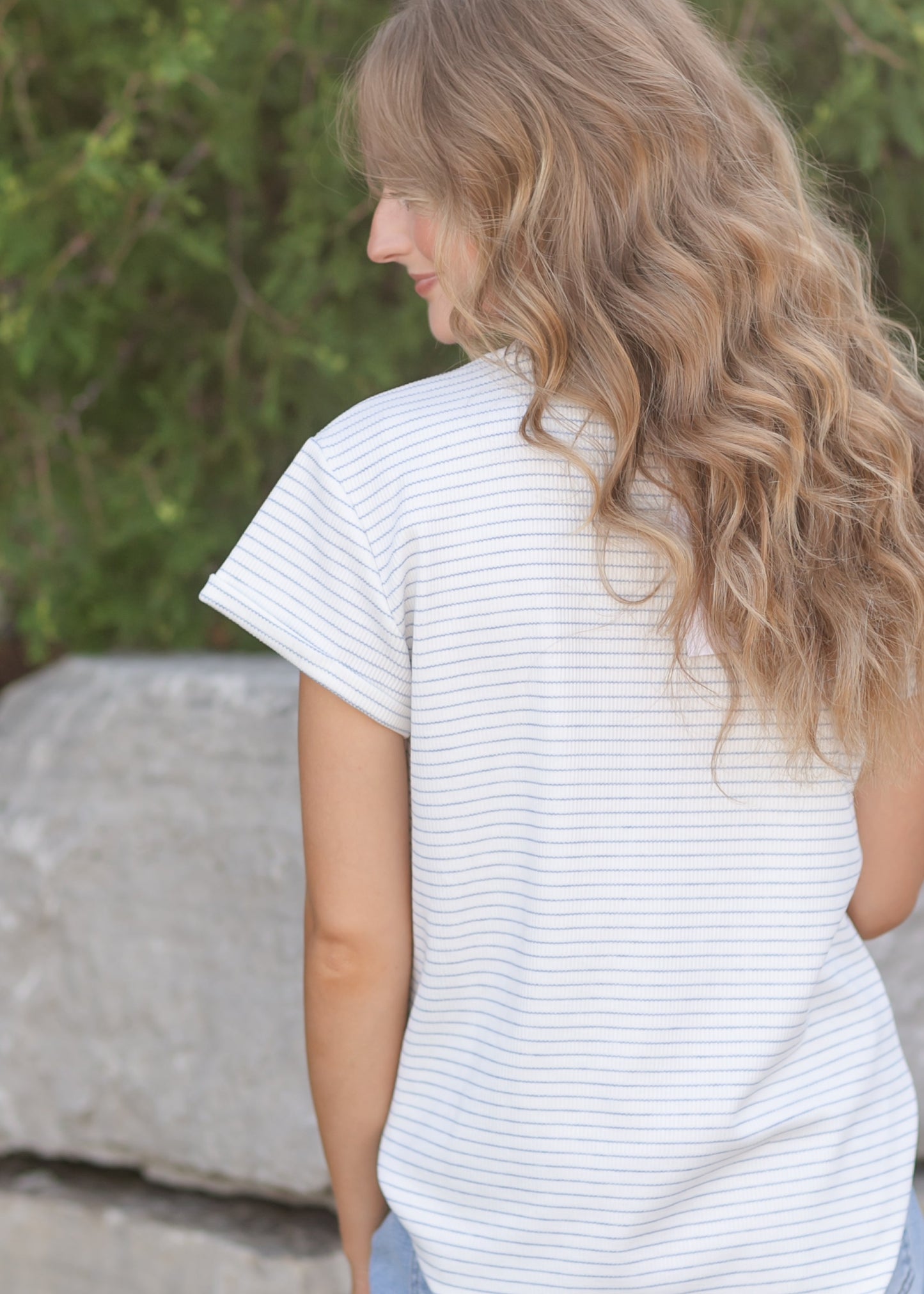 Stripe Round Neck Short Sleeve Top - FINAL SALE