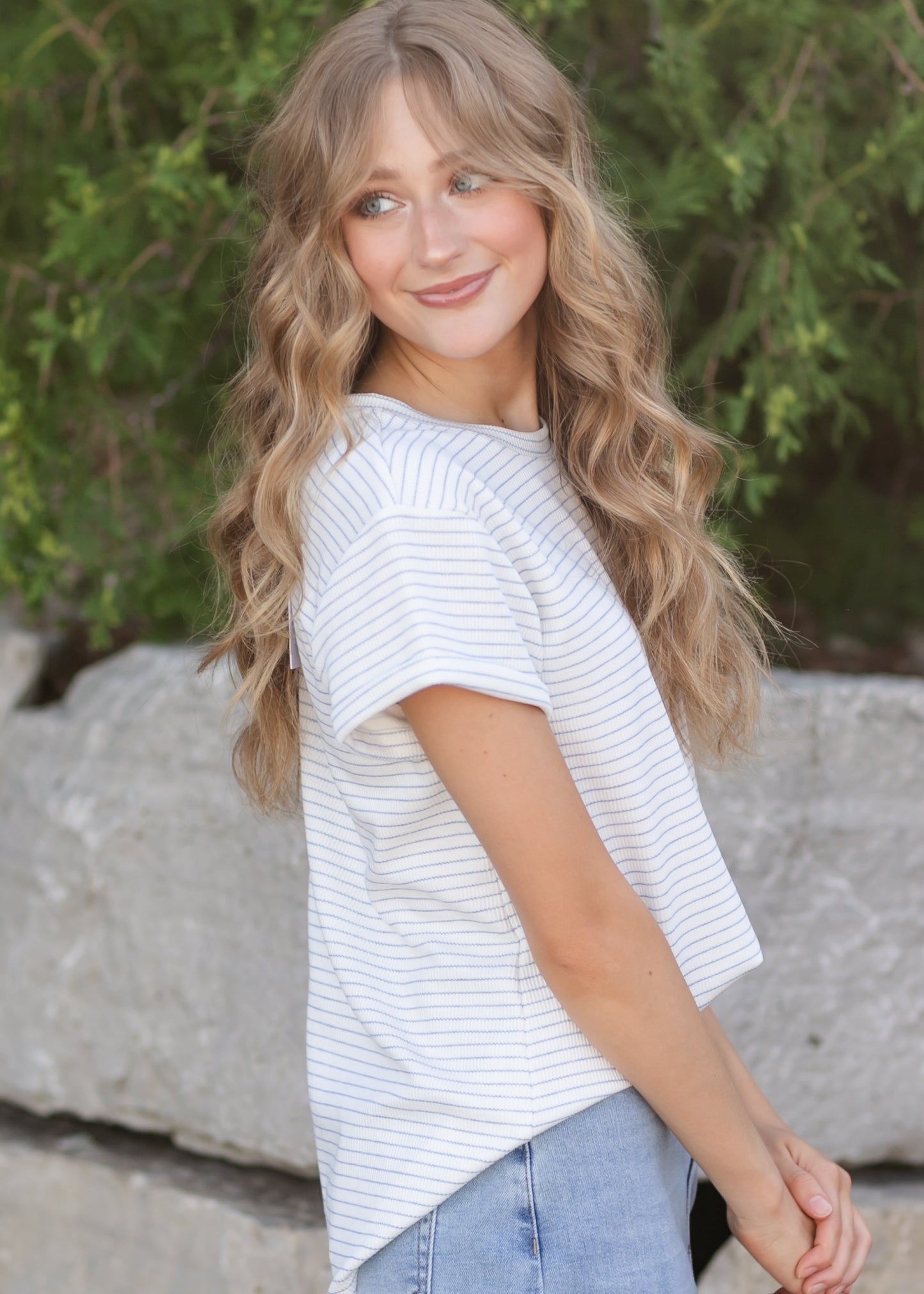 Stripe Round Neck Short Sleeve Top - FINAL SALE