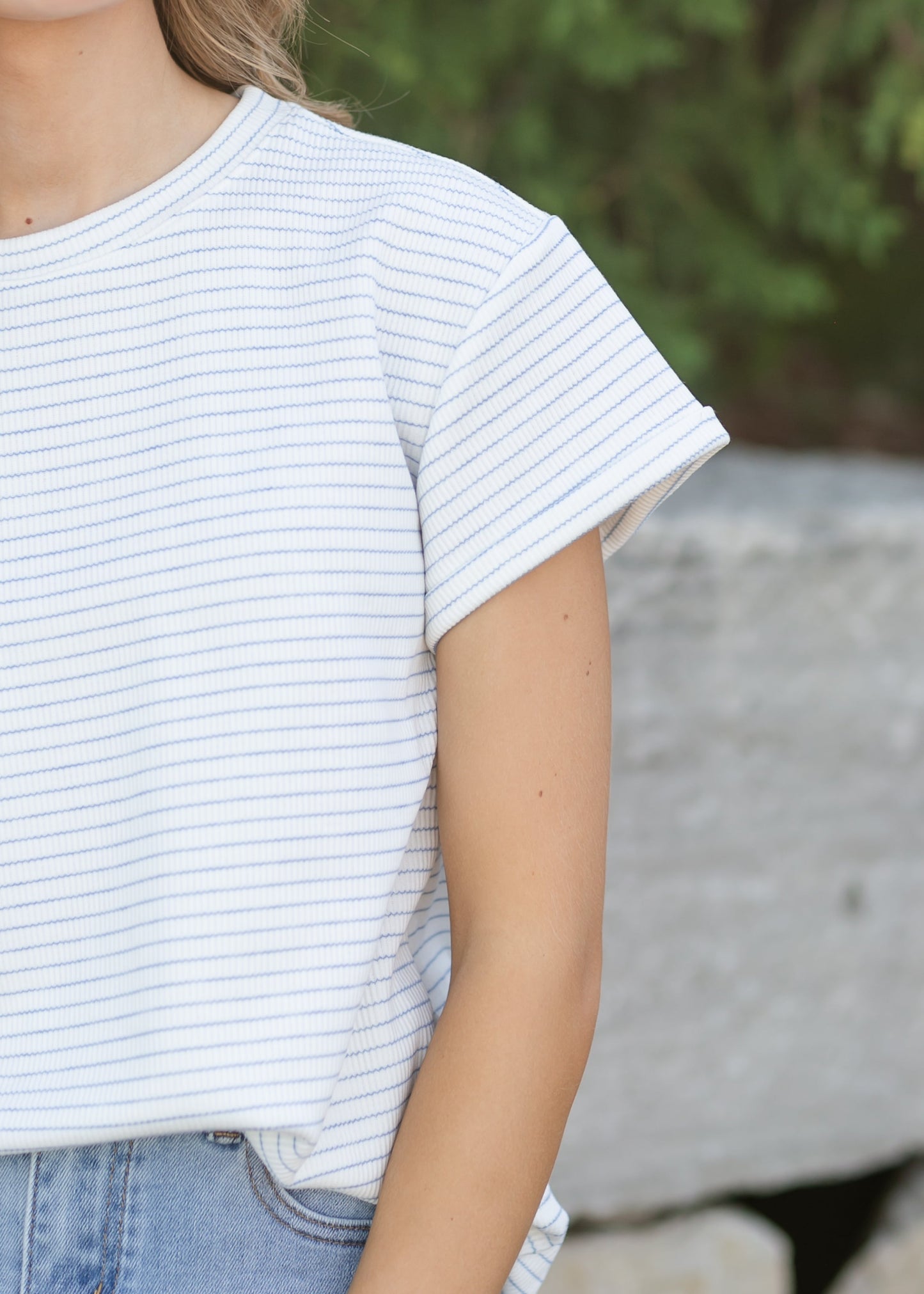 Stripe Round Neck Short Sleeve Top - FINAL SALE