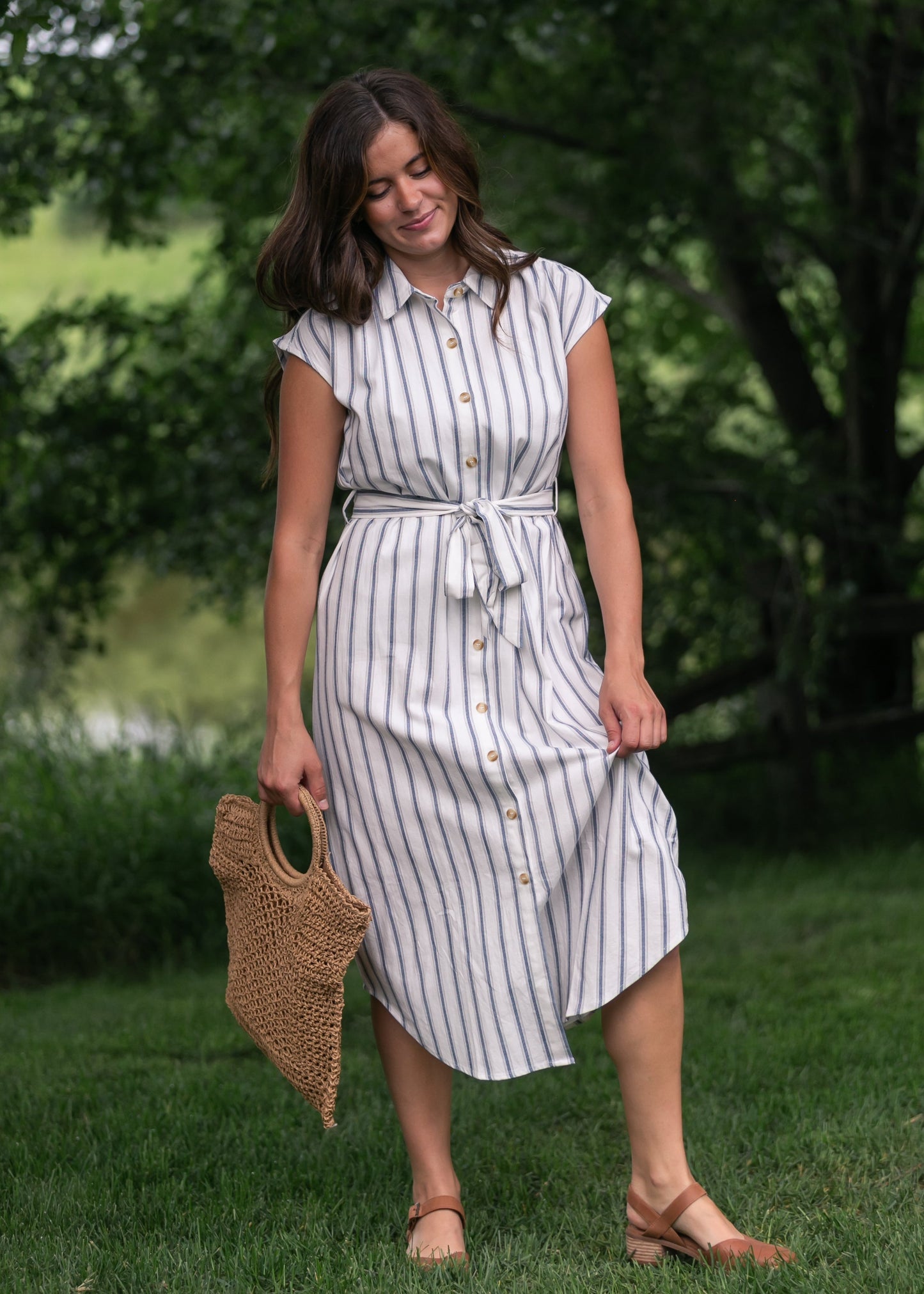 Striped Collared Shirt Dress