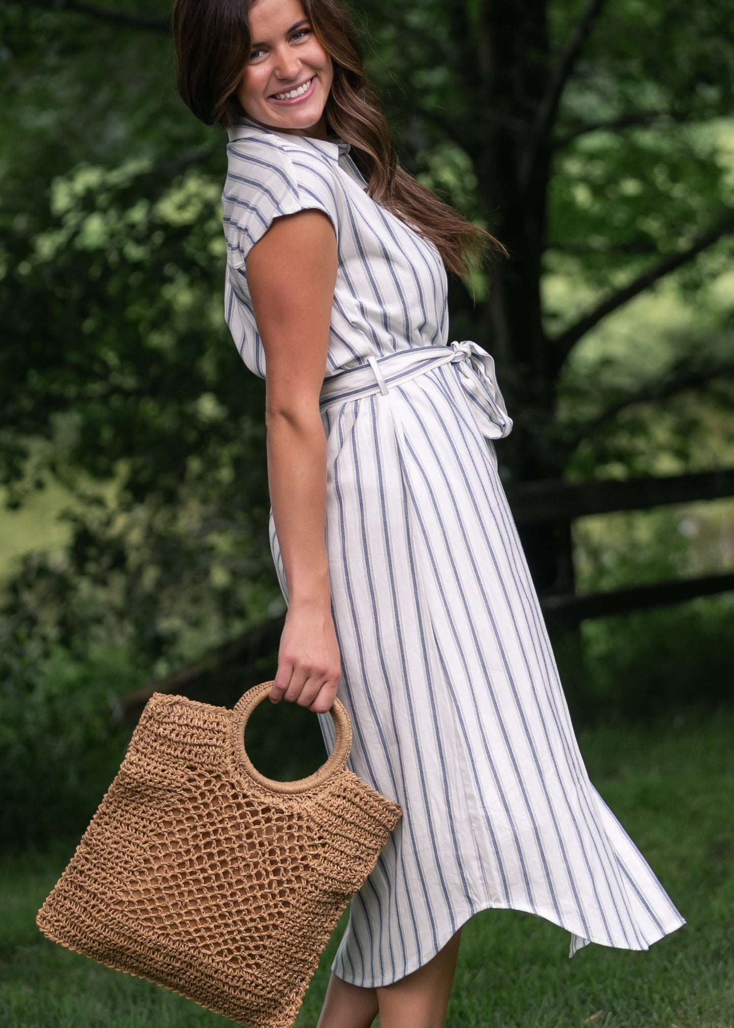 Striped Collared Shirt Dress