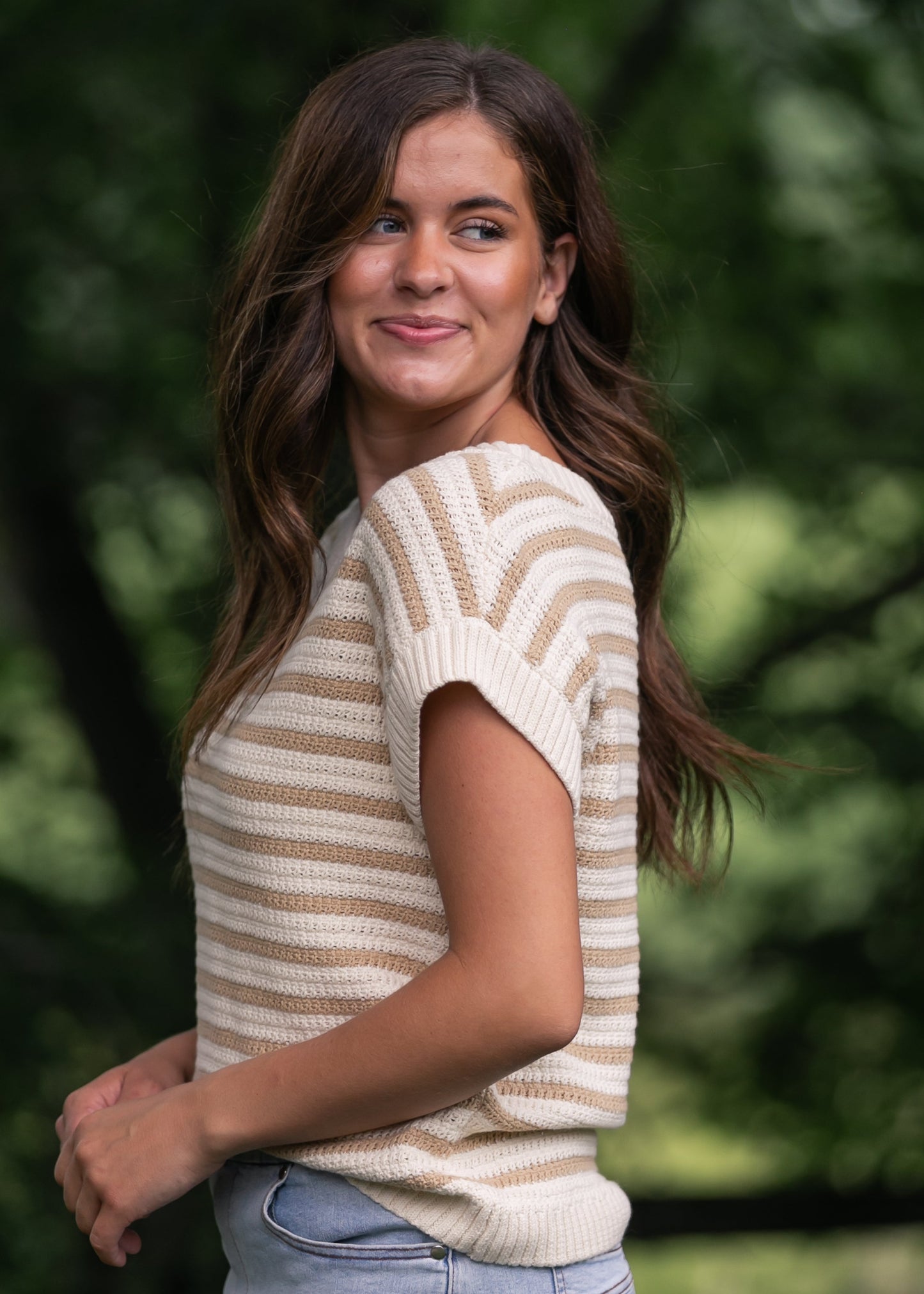 Striped Crewneck Knit Top
