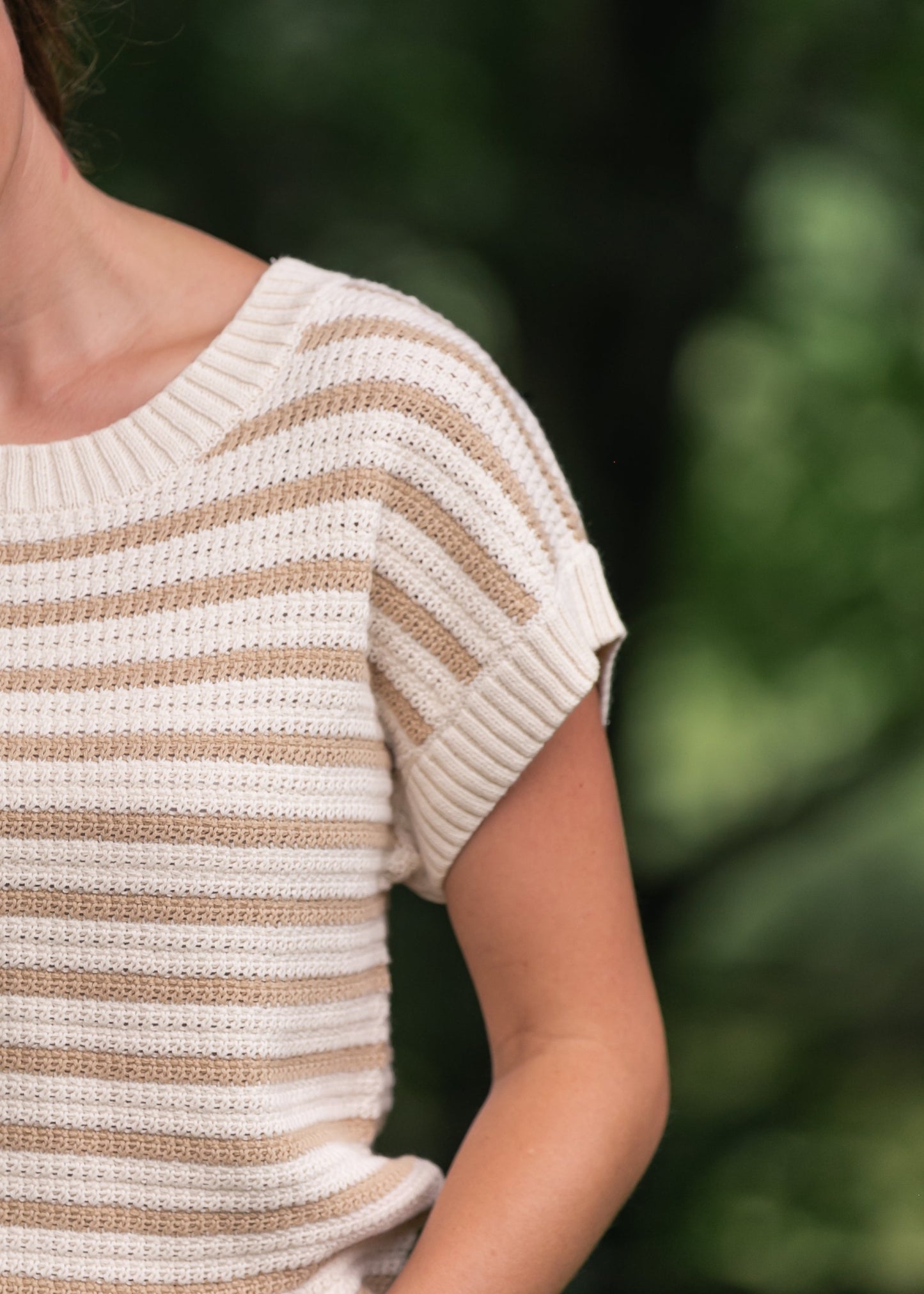 Striped Crewneck Knit Top