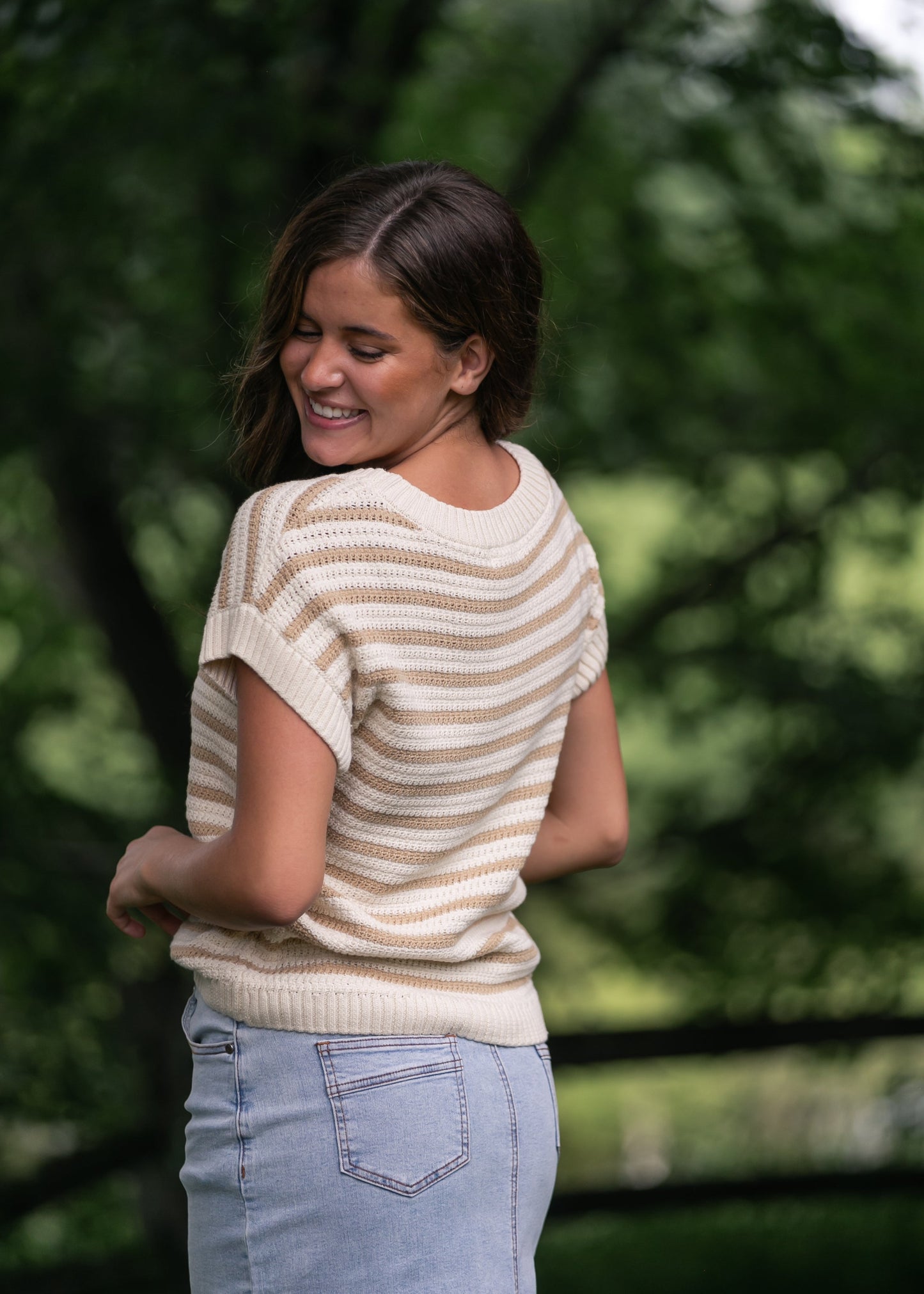 Striped Crewneck Knit Top