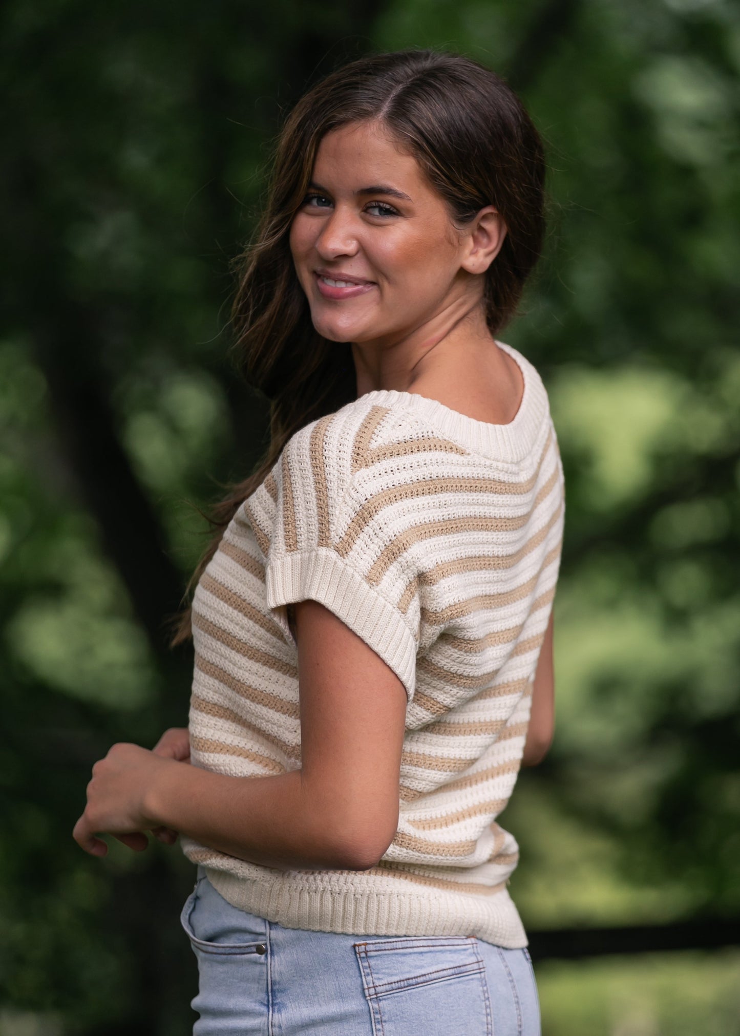 Striped Crewneck Knit Top