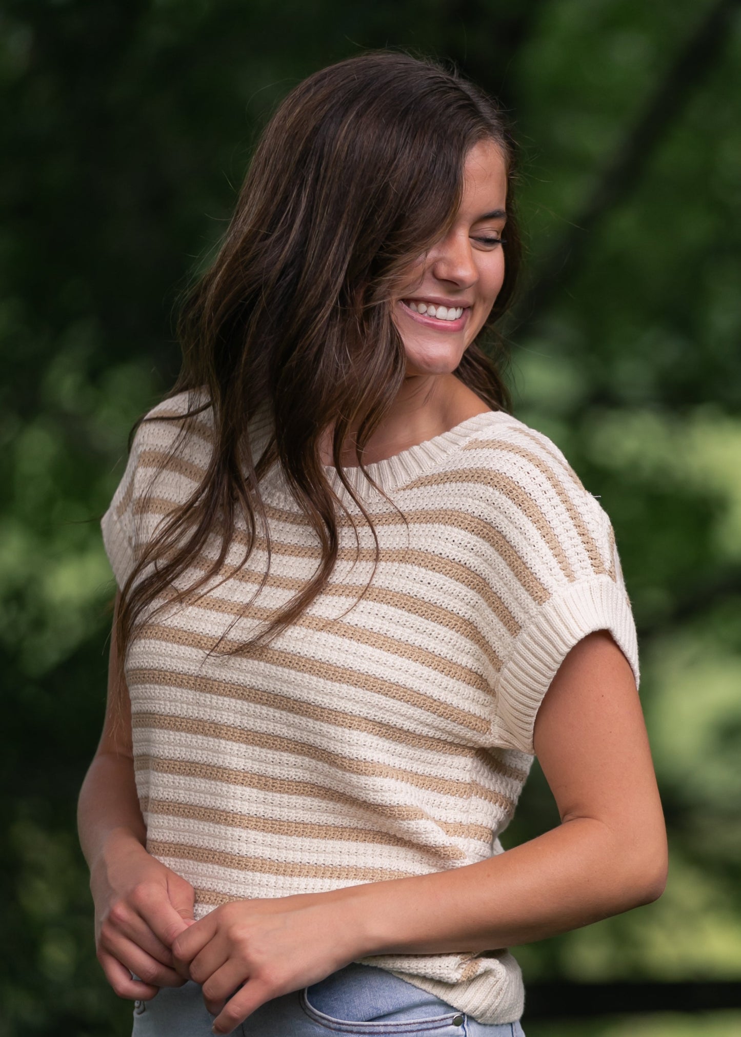 Striped Crewneck Knit Top