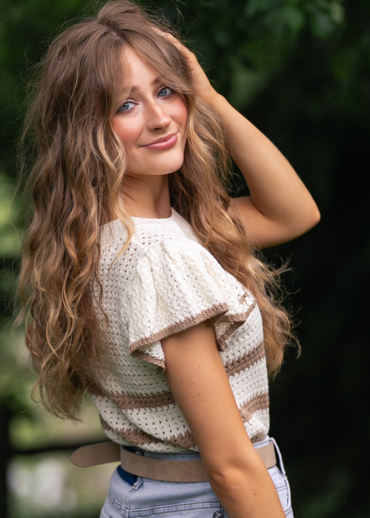 Striped Crochet Knit Top - FINAL SALE