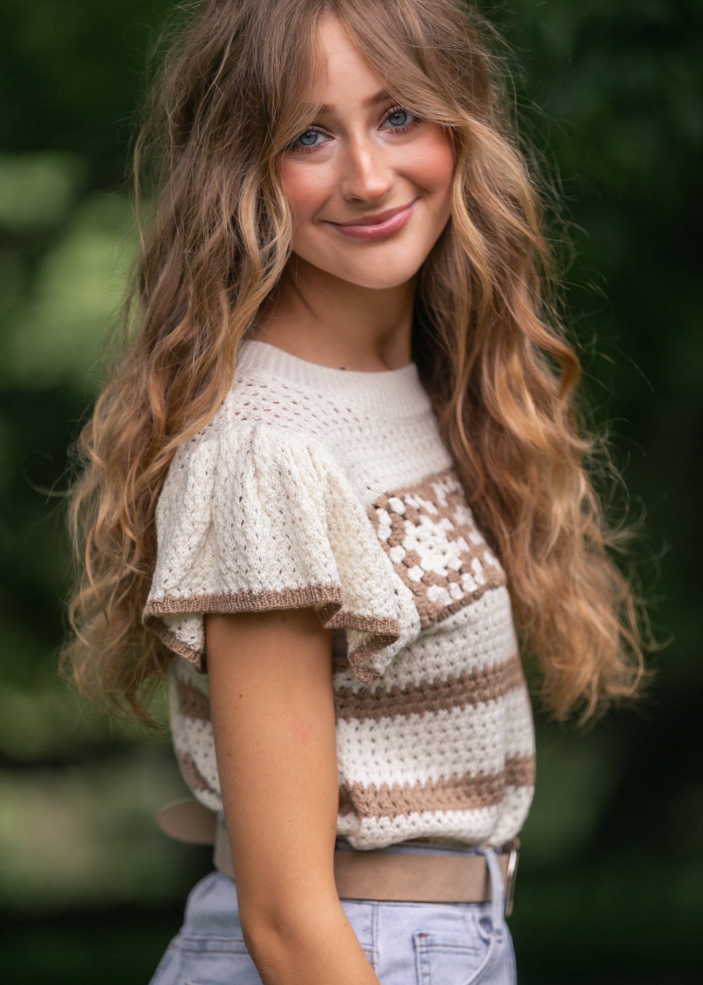 Striped Crochet Knit Top - FINAL SALE