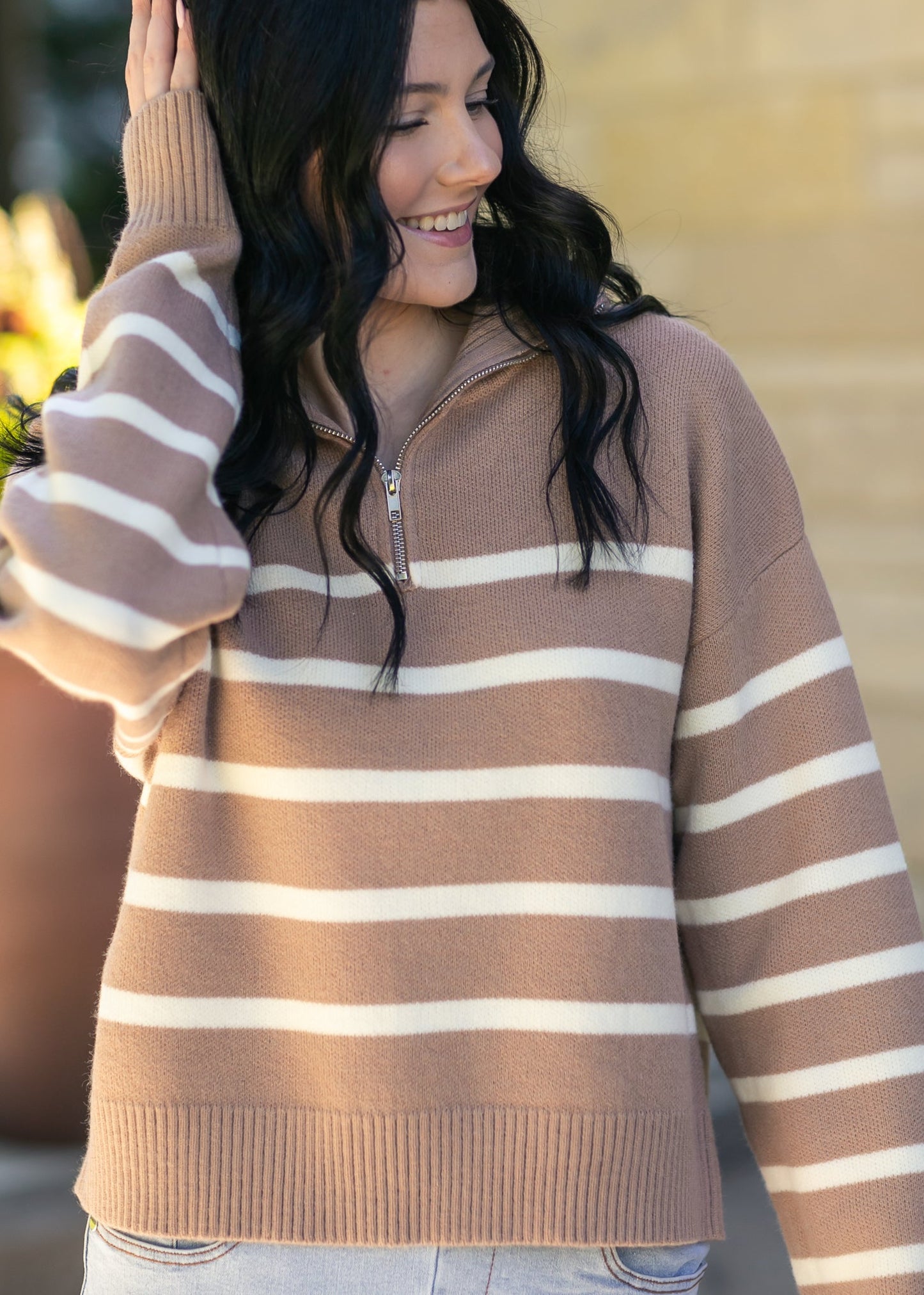 Striped Half Zip Sweater - FINAL SALE