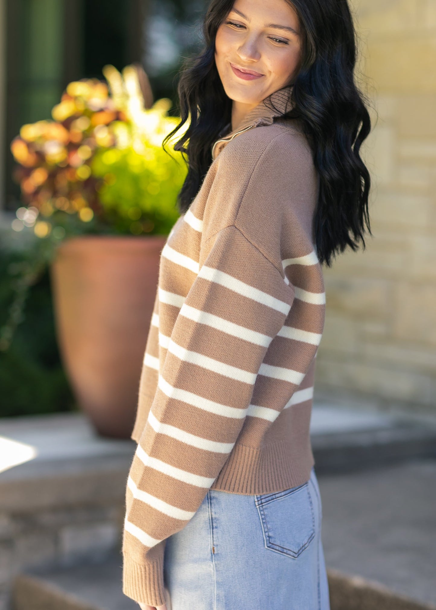 Striped Half Zip Sweater - FINAL SALE