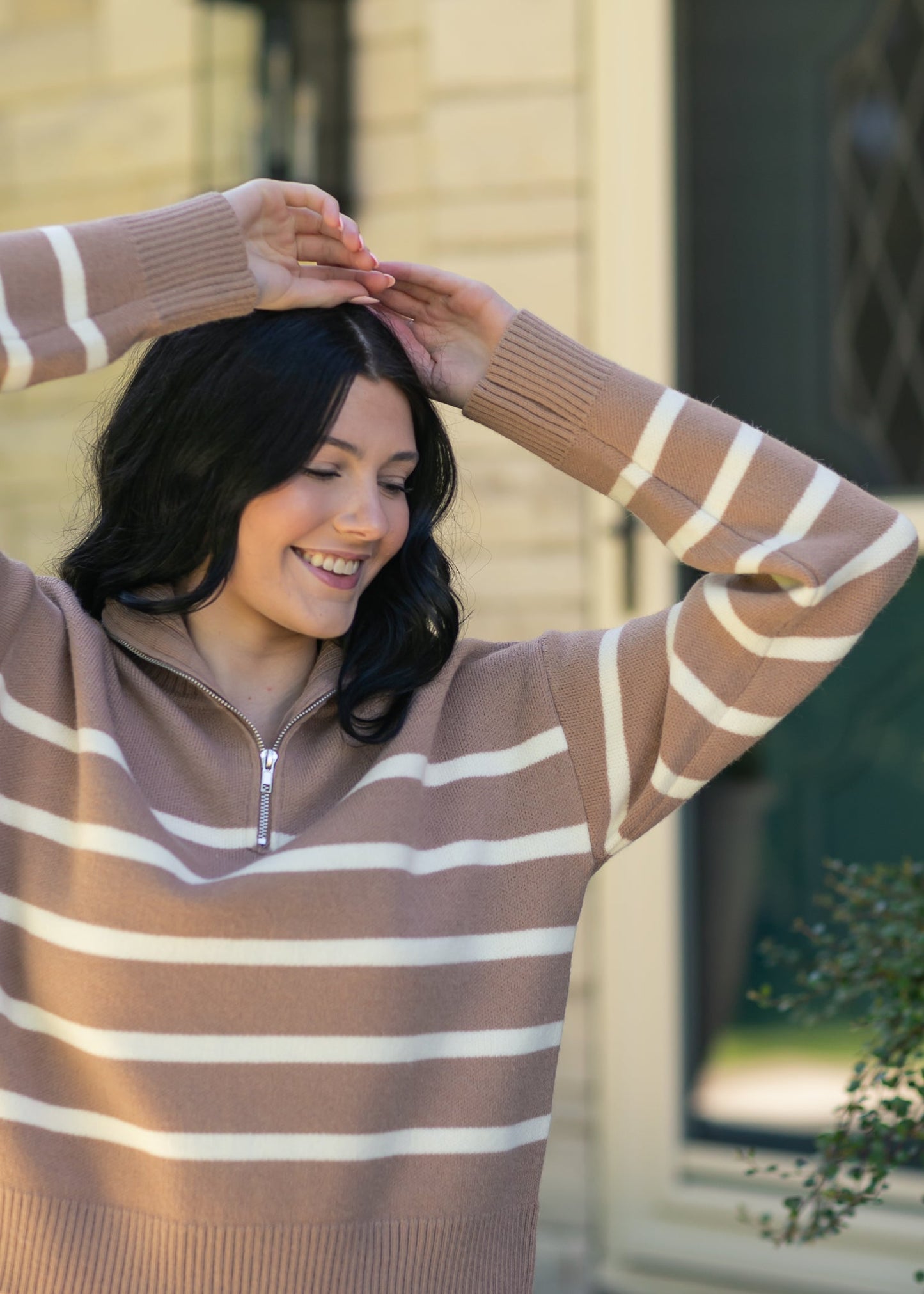 Striped Half Zip Sweater - FINAL SALE