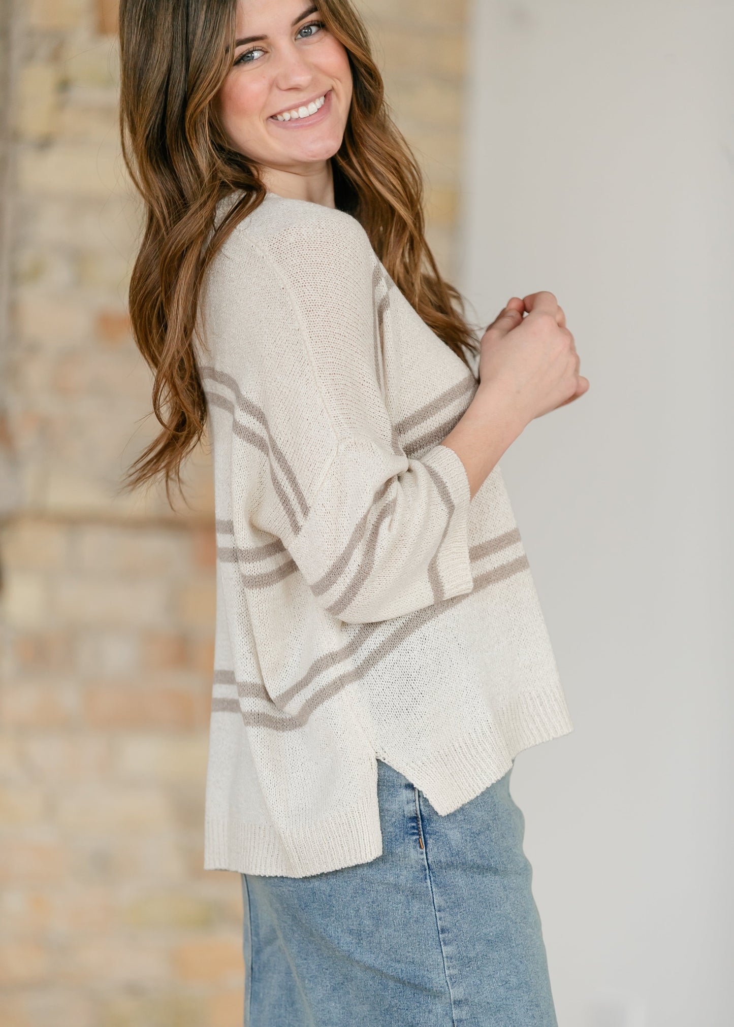 Striped Knit Drop Shoulder Top