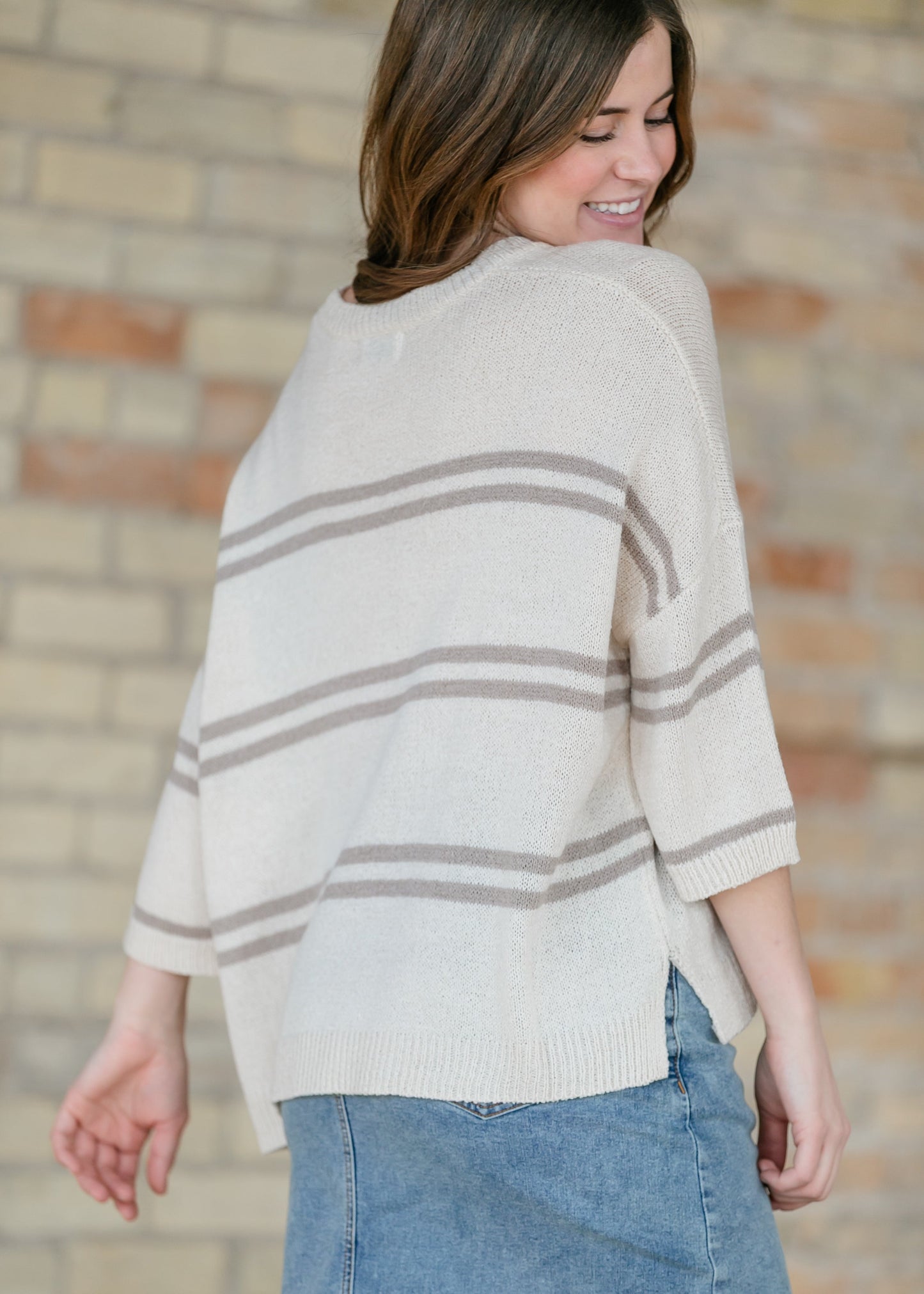 Striped Knit Drop Shoulder Top